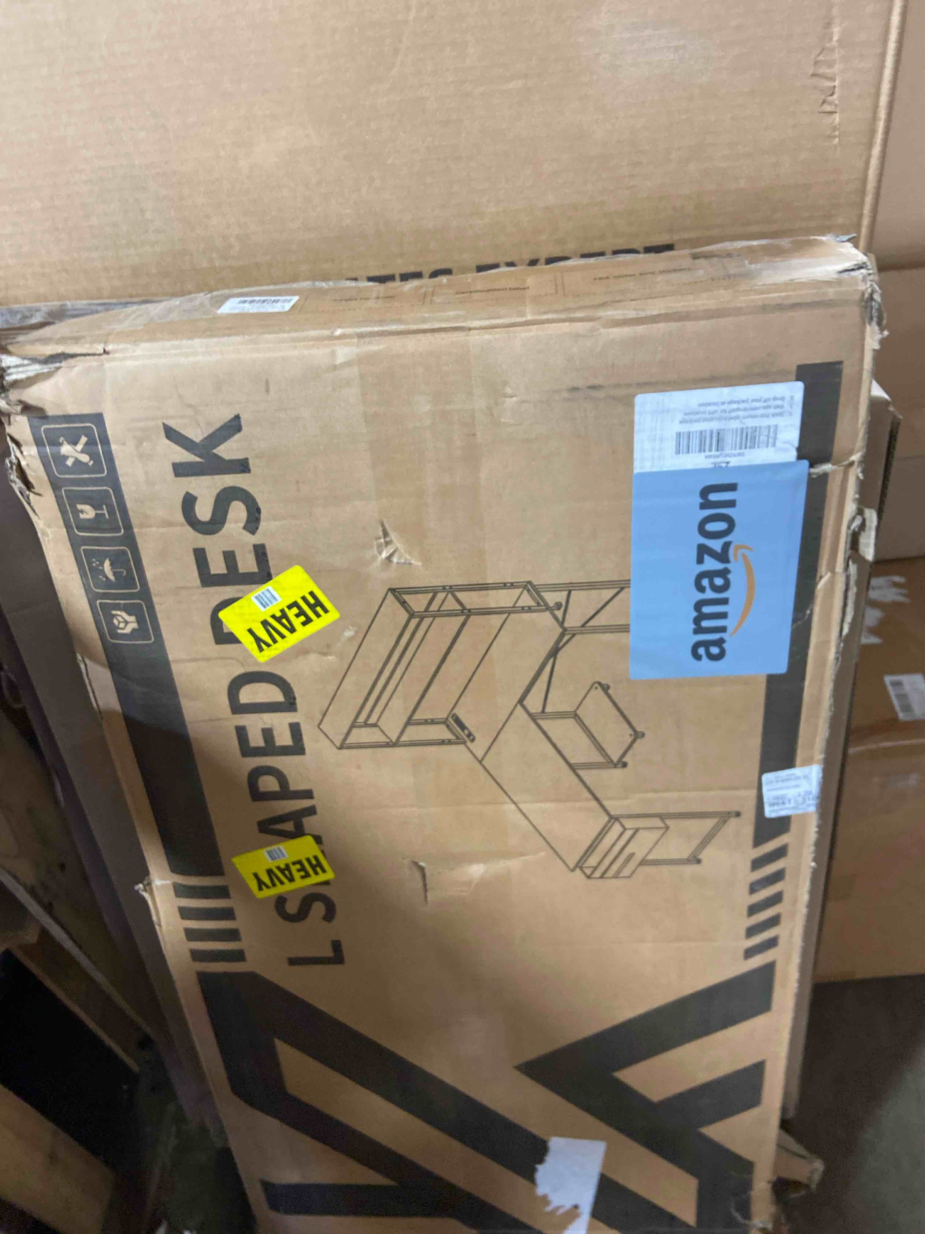 Condition photo showing Good Condition for AODK L Shaped Desk Gaming Desk with LED Light & Power Outlet, 53 Inch Reversible L Shaped Computer Table with Shelf & Storage Bag & Hook for Home Office, Vintage Vintage 53 inch