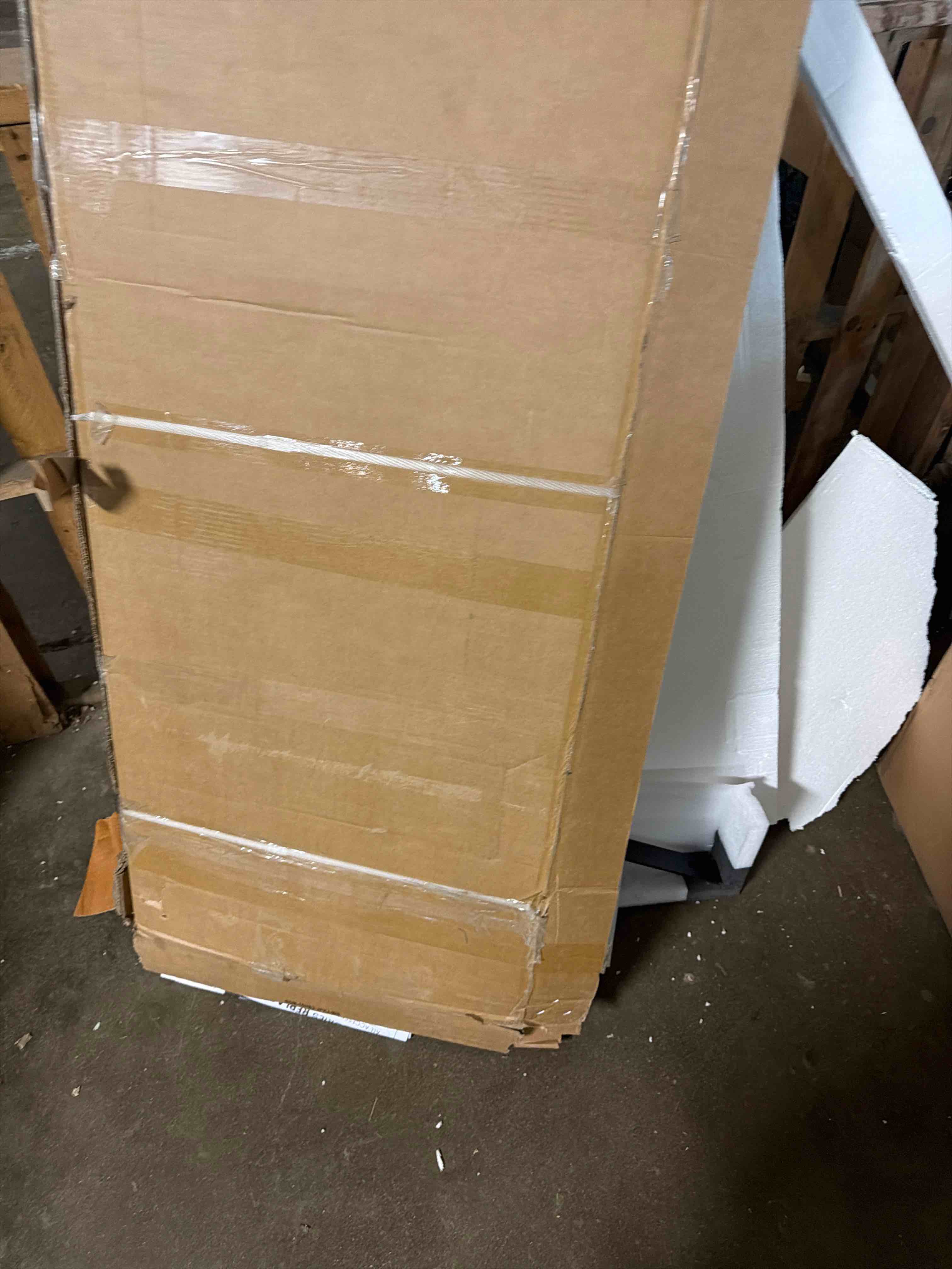 Condition photo showing As Is for 36''x84'' Sliding Barn Door with 6.6 Ft Barn Door Hardware Kit& Handle& Floor Guides,Pre-Drilled Holes Easy Assembly - Include Installation Manual, Water-Proof PVC Surface, H-Frame, White