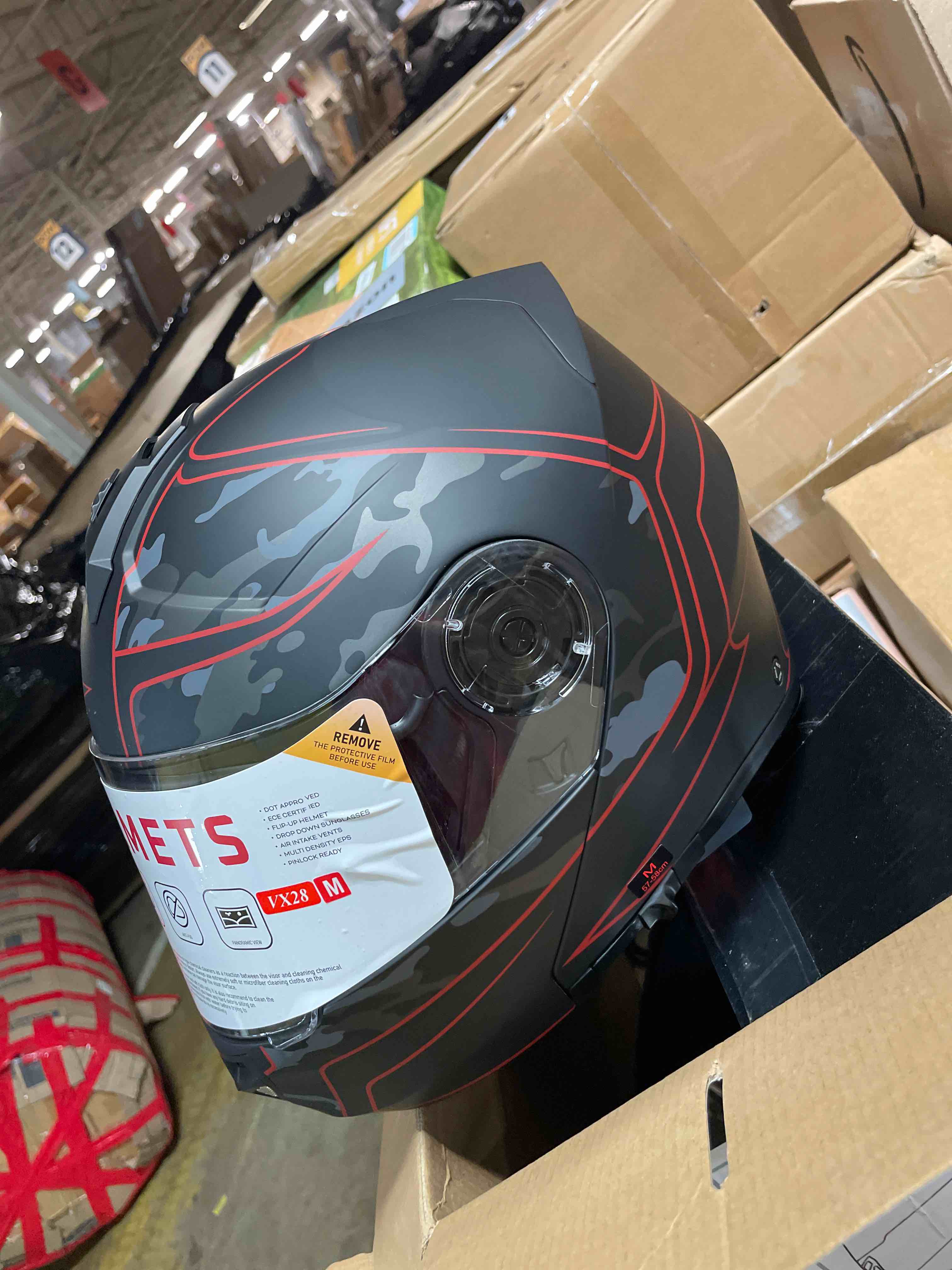 Condition photo showing New/Like New for VCAN VX28 Full Face Modular Flip-Up Motorcycle Helmet ECE & DOT Approved, Coolmax Cheek Pad & OTG Ready