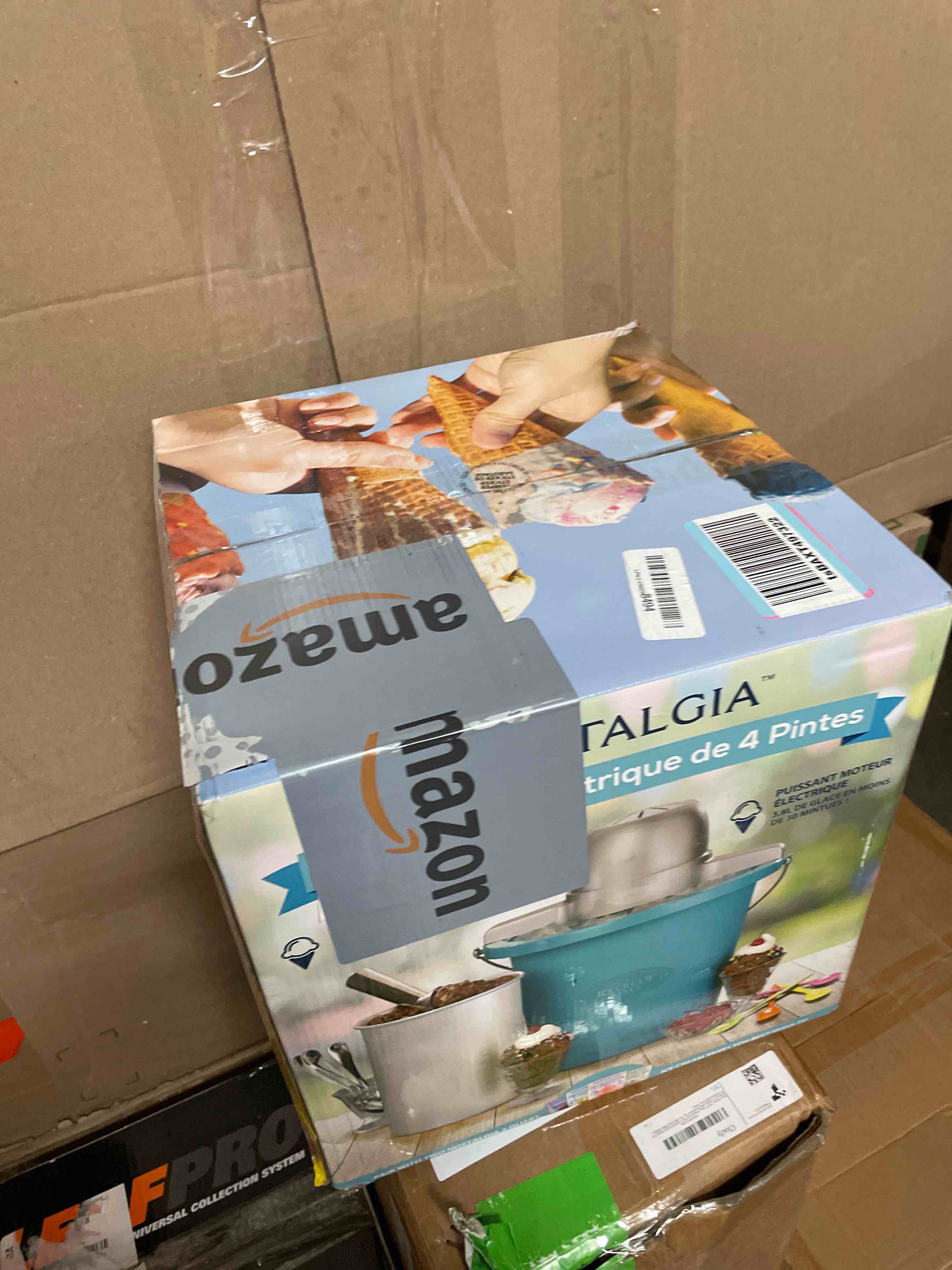 Condition photo showing Good Condition for Nostalgia Electric Ice Cream Maker - Old Fashioned Soft Serve Ice Cream Machine Makes Frozen Yogurt or Gelato in Minutes - Fun Kitchen Appliance - Blue - 4 Quart 4 Qt Blue