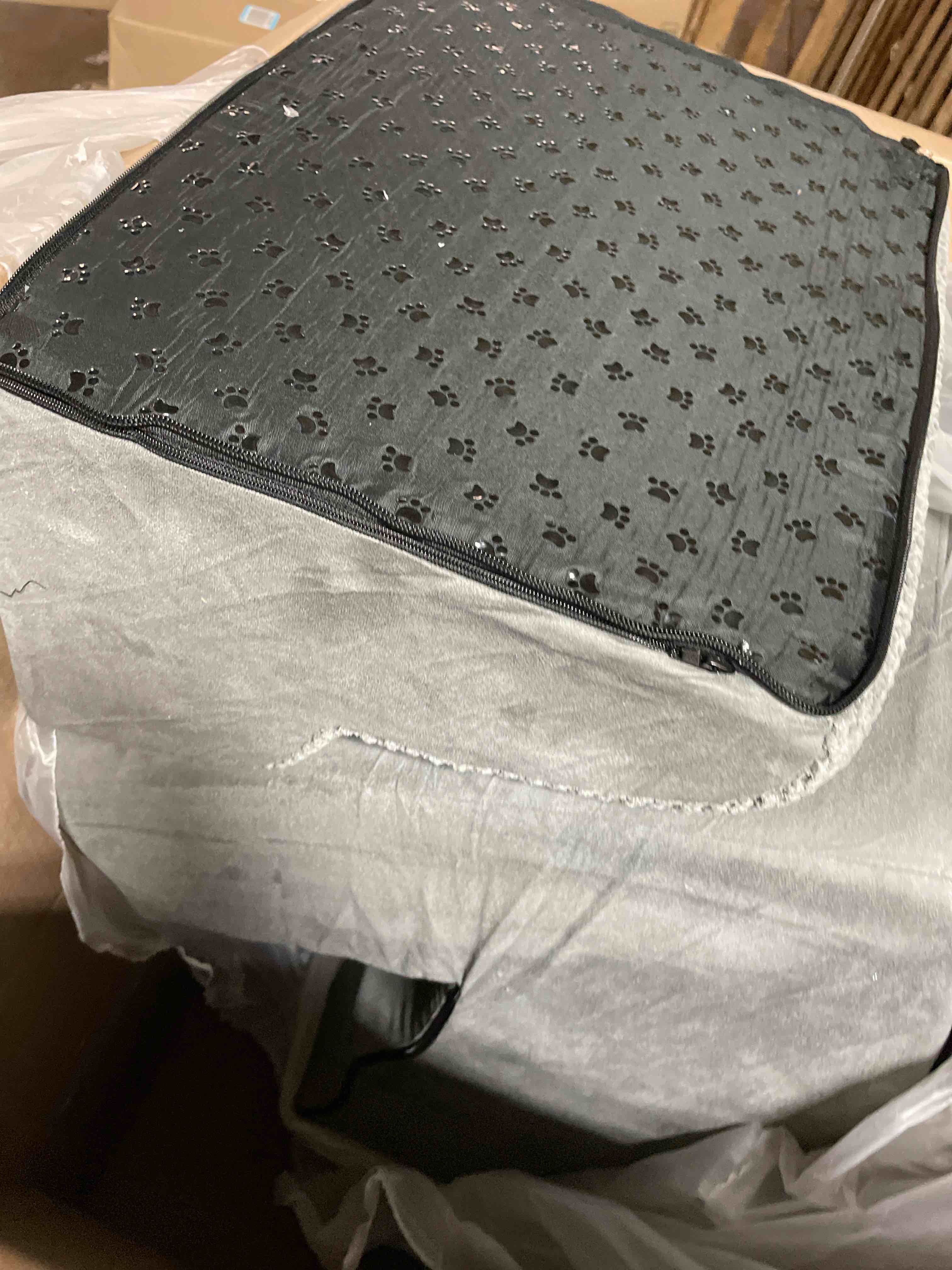 Condition photo showing Good Condition for Dog Stairs for High Beds 30-36 inches Tall, 6-Step Dog Steps for Bed 32-36 inches for Small Large Dogs, Doggie Ramp for Bed, 30D Foam Pet Stairs for Old Dogs/Cats, Free-Installation, Grey Grey 30" H