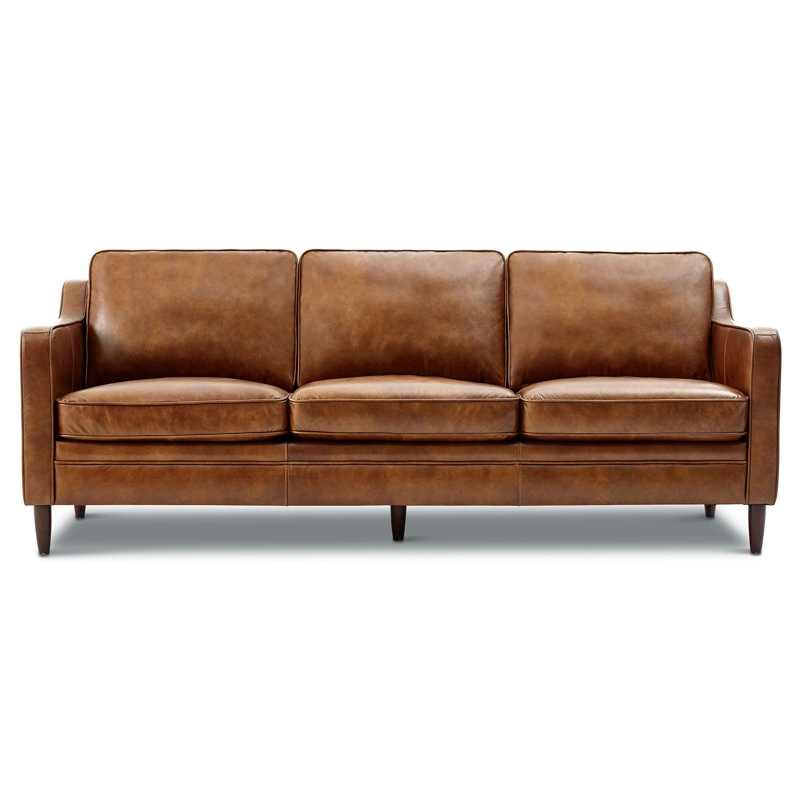 ashtabula genuine leather square arm sofa by sand & stable