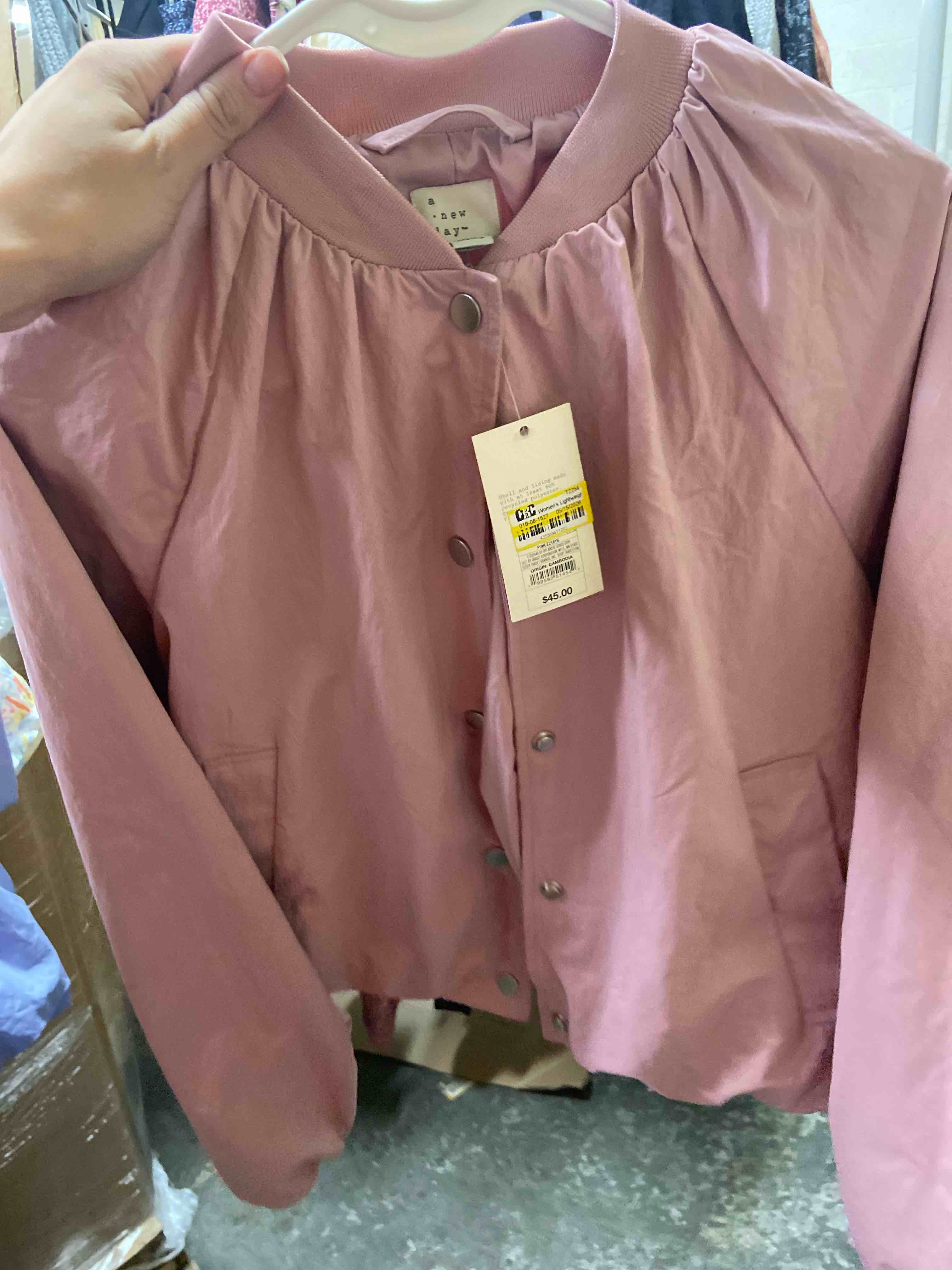 Condition photo showing New/Like New for women's lightweight bomber jacket - a new day™ pink s