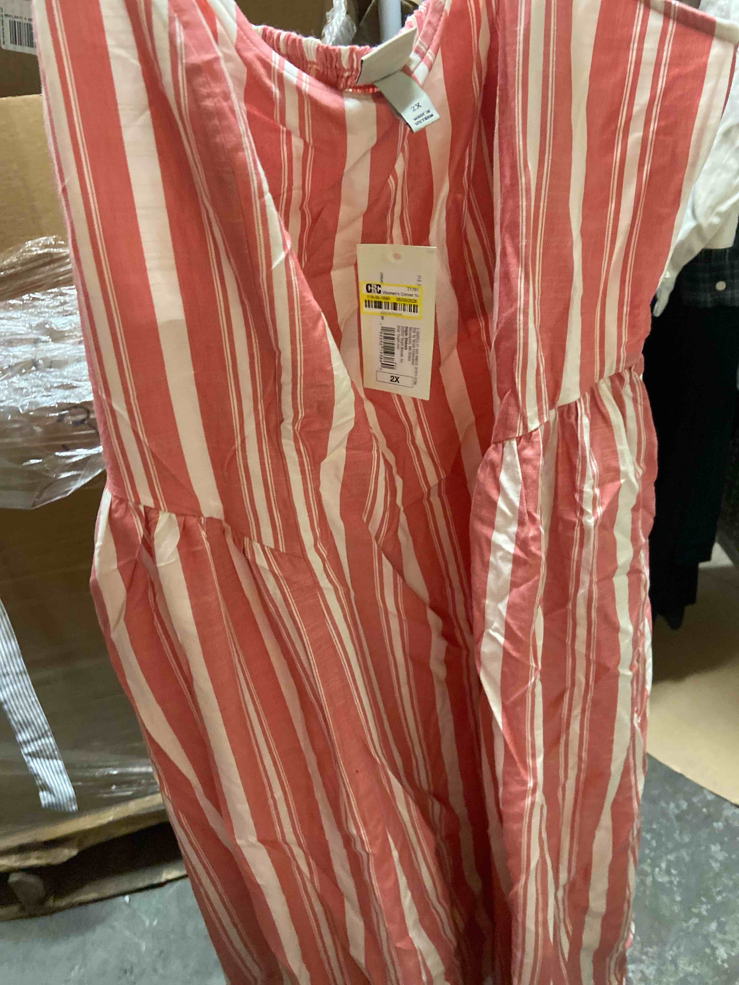Condition photo showing New/Like New for women's corset sundress - a new day™ cream/red striped 2x