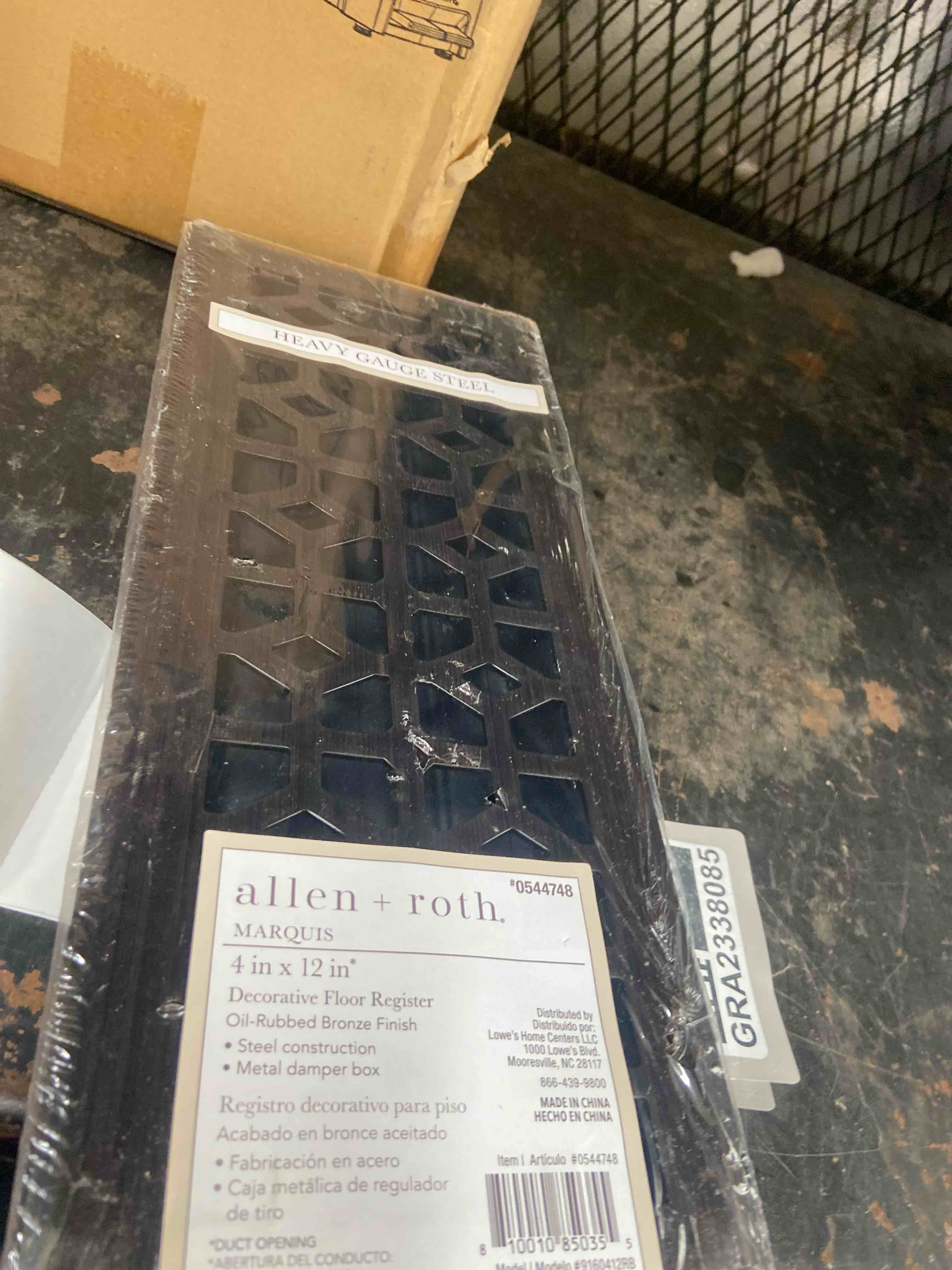 Condition photo showing New/Like New for allen + roth 4-in x 12-in maximum airflow steel oil-rubbed bronze floor register