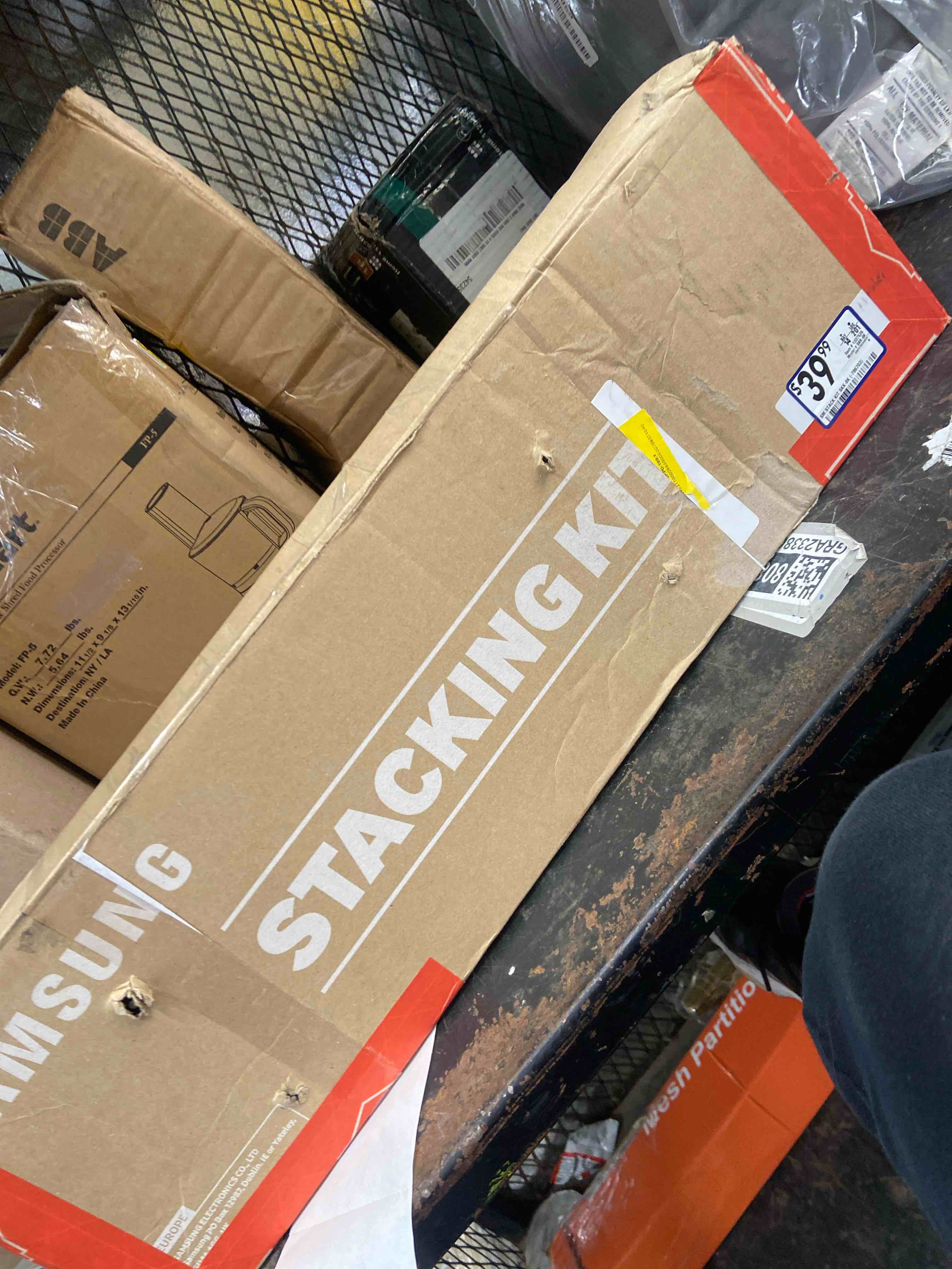 Condition photo showing Good Condition for samsung stacking kit for 27” wide front load washer and dryer combo, small space saving solution for stackable laundry machine sets, all parts included, skk-8k