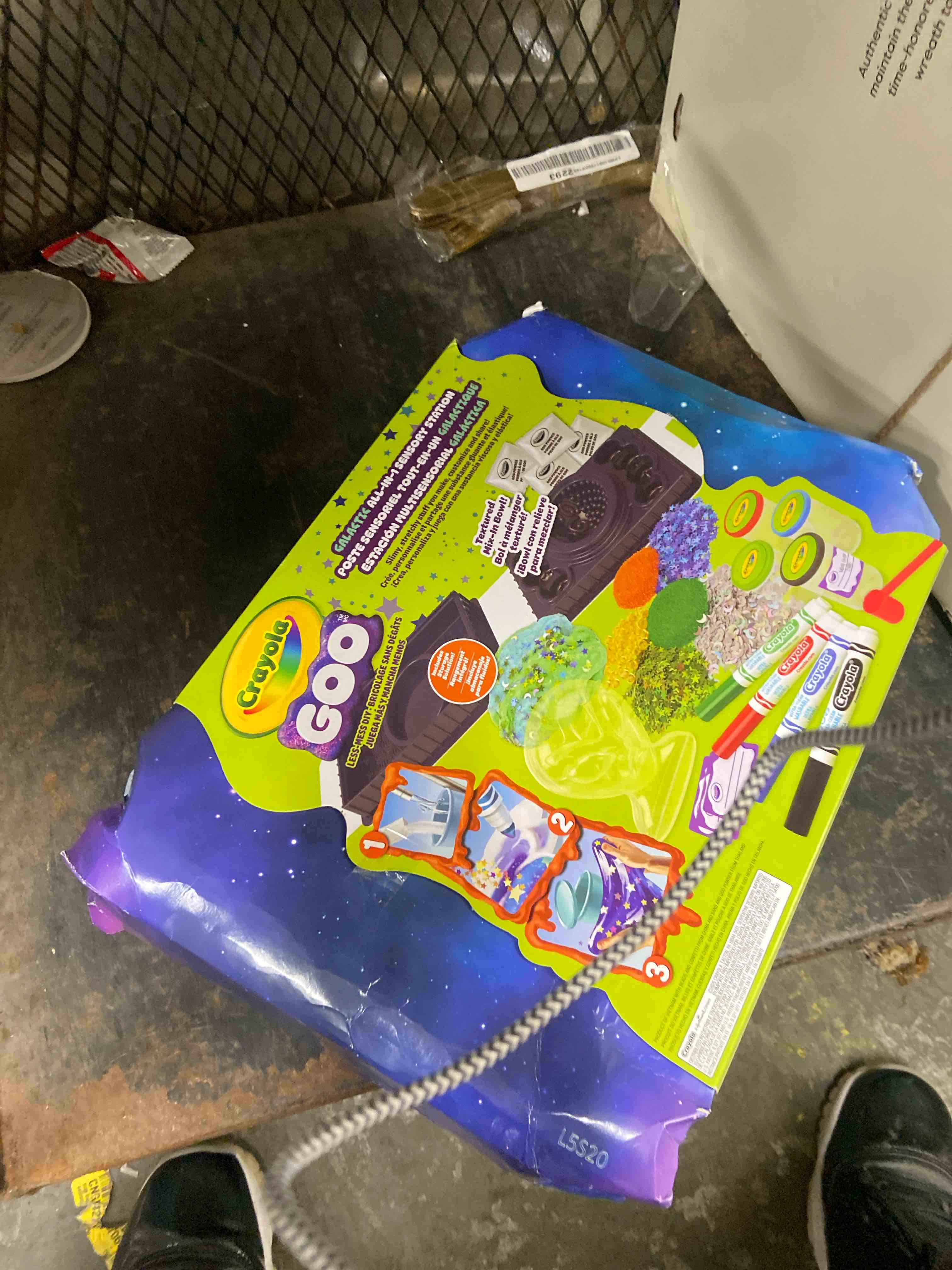 Condition photo showing Good Condition for crayola goo all-in-1 sensory station, galactic slime making kit for kids, less mess diy arts & crafts set, sensory toys, back to school gifts for kids, ages 6+