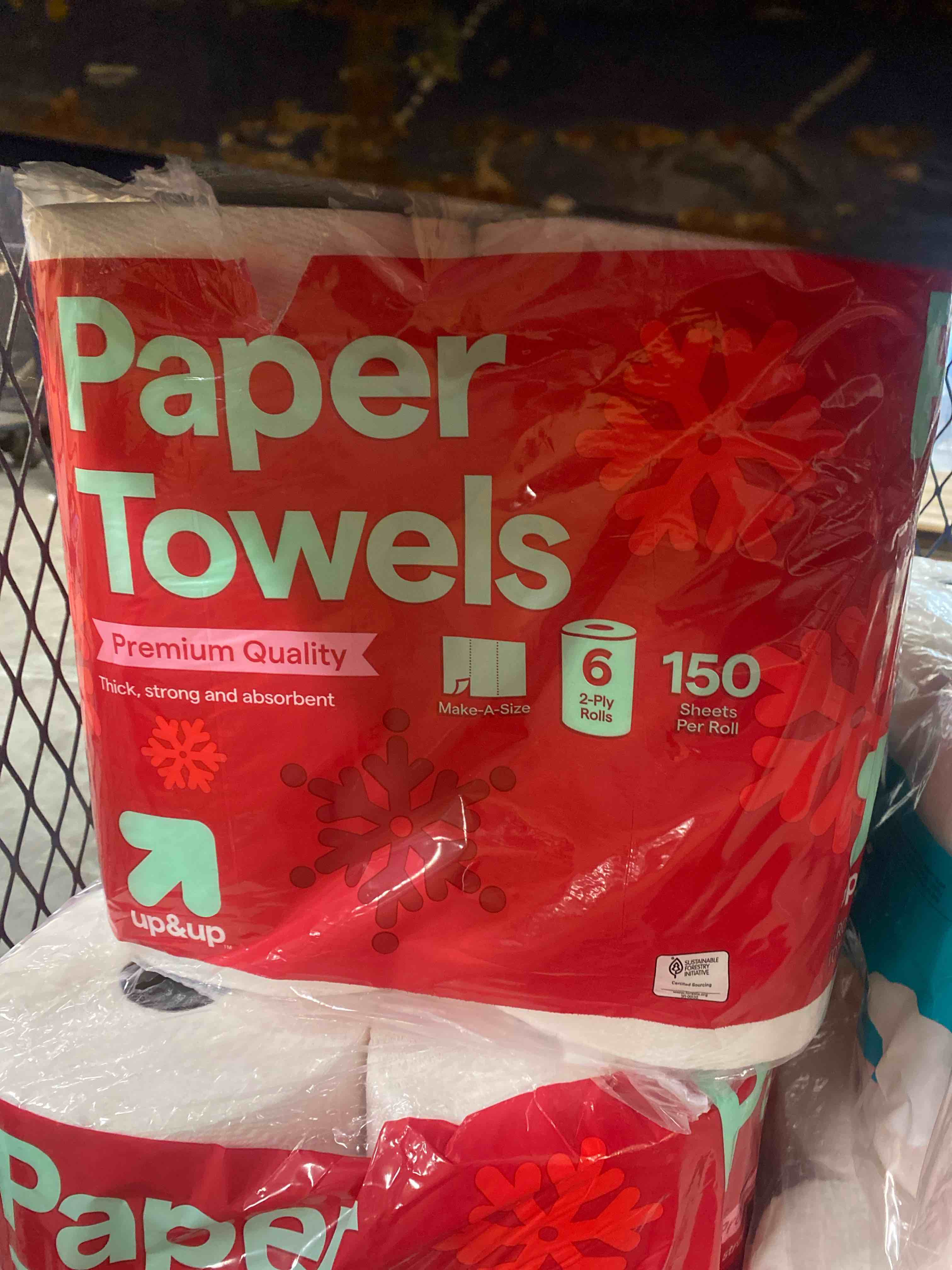 Condition photo showing New/Like New for holiday make-a-size paper towels - 150 sheets - 6 triple rolls - up&up™