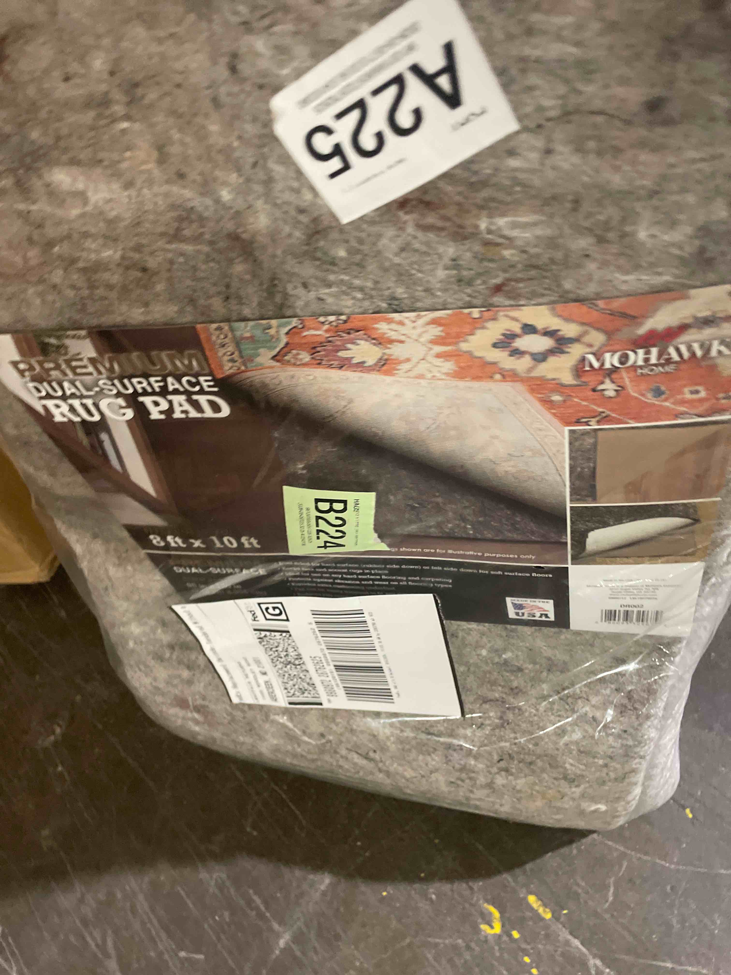 Condition photo showing New/Like New for mohawk home 8' x 10' premium luxury non slip rug pad 1/4 thick dual surface felt + rubber gripper - safe for all floors, synthetic fiber, grey