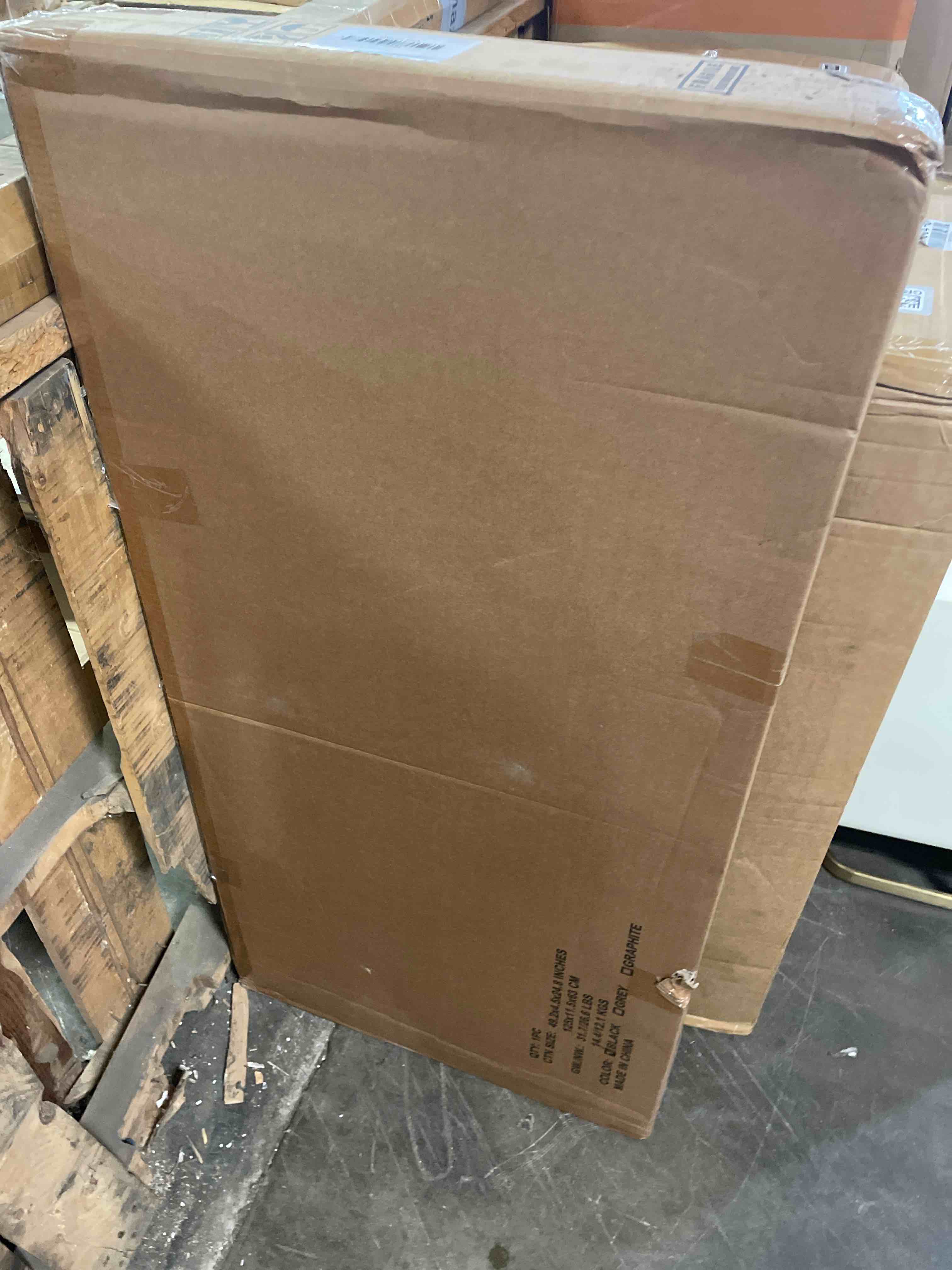 Condition photo showing New/Like New for kamaboko outdoor storage box, 150 gallon large outdoor resin deck box, storage waterproof boxes lockable lid for garden tools, pool supplies, patio furniture and cushions, black