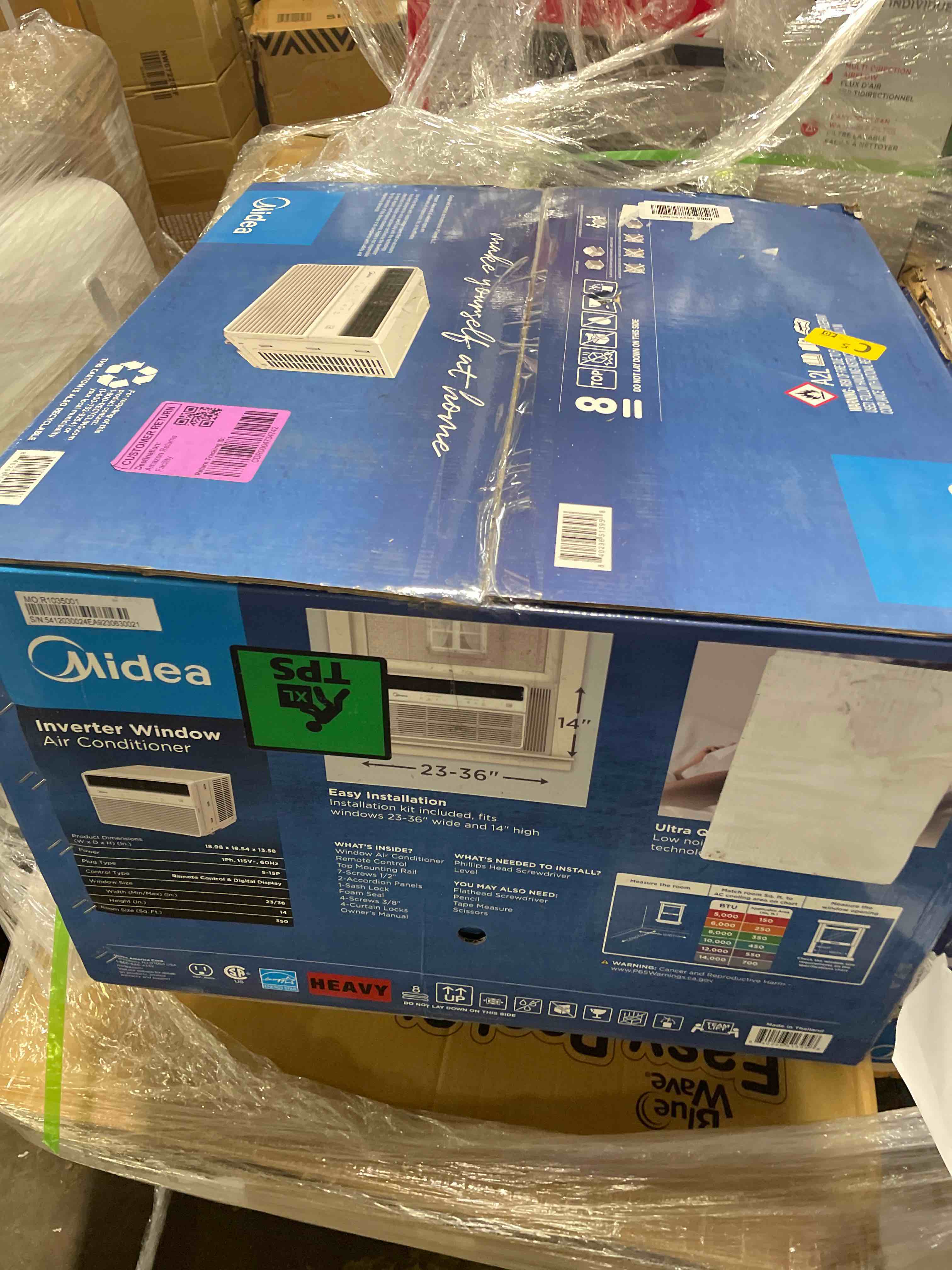 Condition photo showing Good Condition for midea 8,000 btu smart inverter 115v window air conditioner, 350 sq ft | smart control with app and alexa compatibility, energy saving inverter technology, quiet, remote control, easy installation