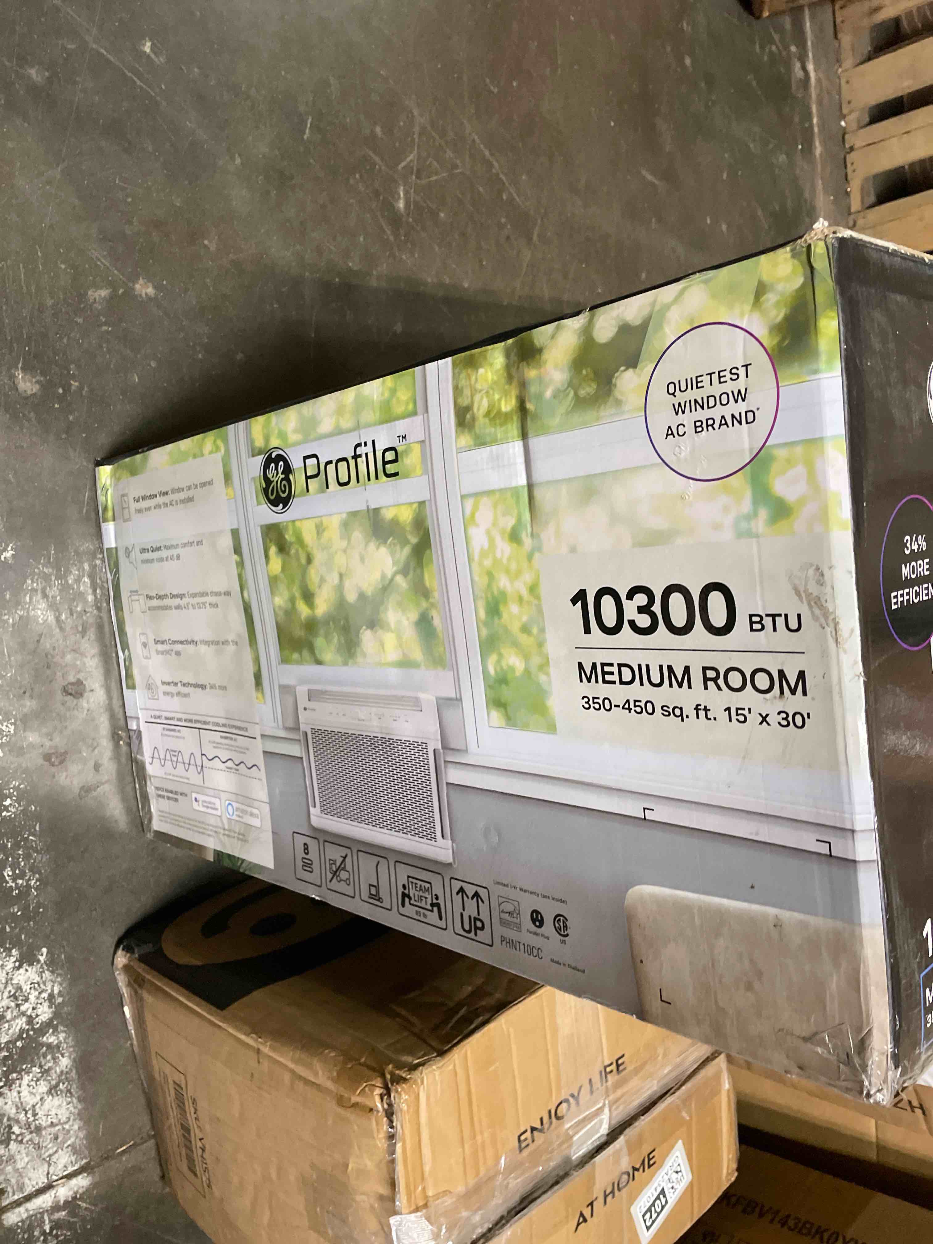 Condition photo showing Good Condition for ge profile clearview inverter window air conditioner 10,300 btu, ultra quiet, full window view, cools up to 450 sq ft, energy star, wifi smart, remote