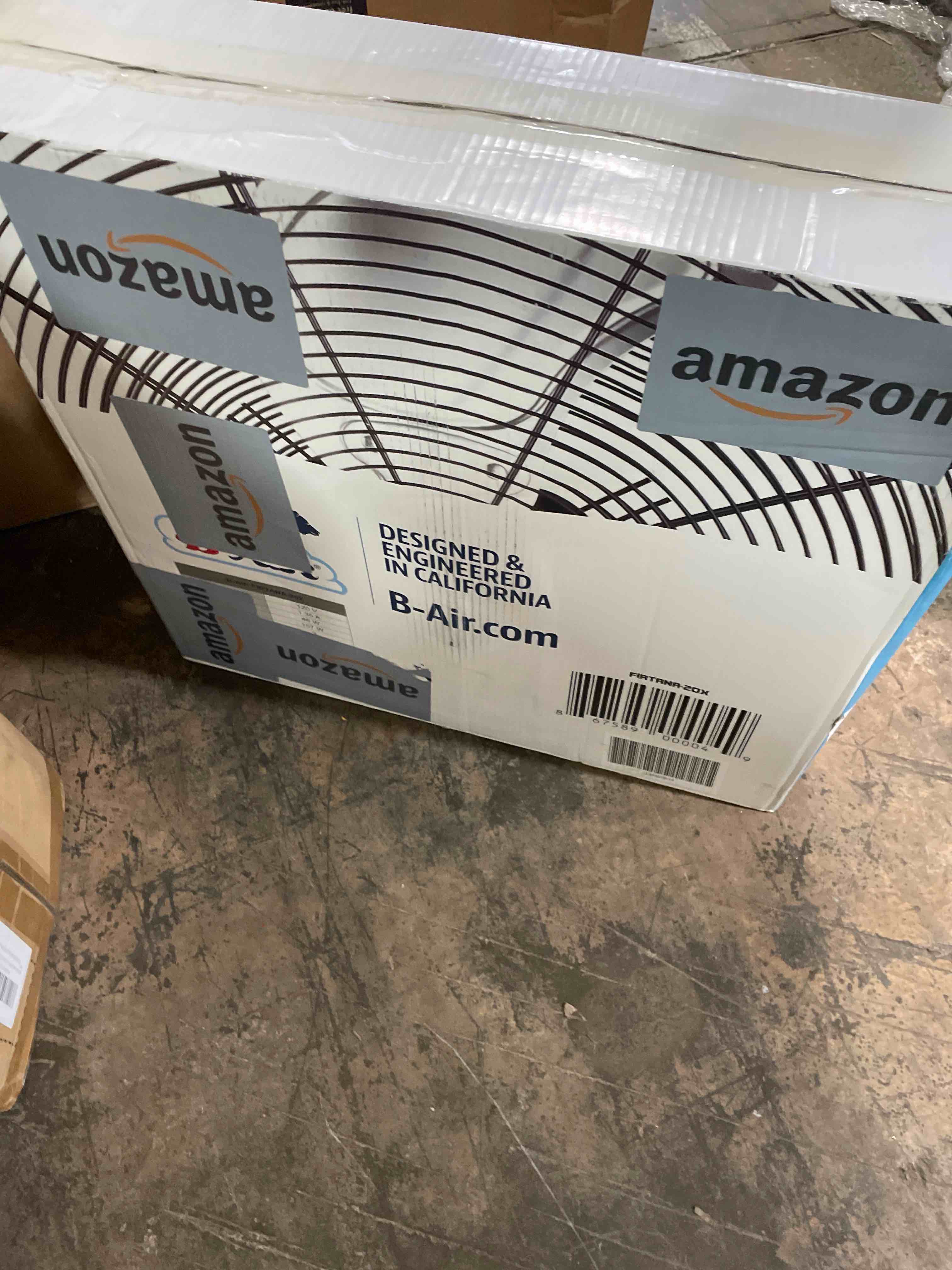 Condition photo showing New/Like New for b-air firtana 20" high velocity electric garage floor fan for industrial and home use with 3-speeds and tilt adjustable fan head, saff-20, black