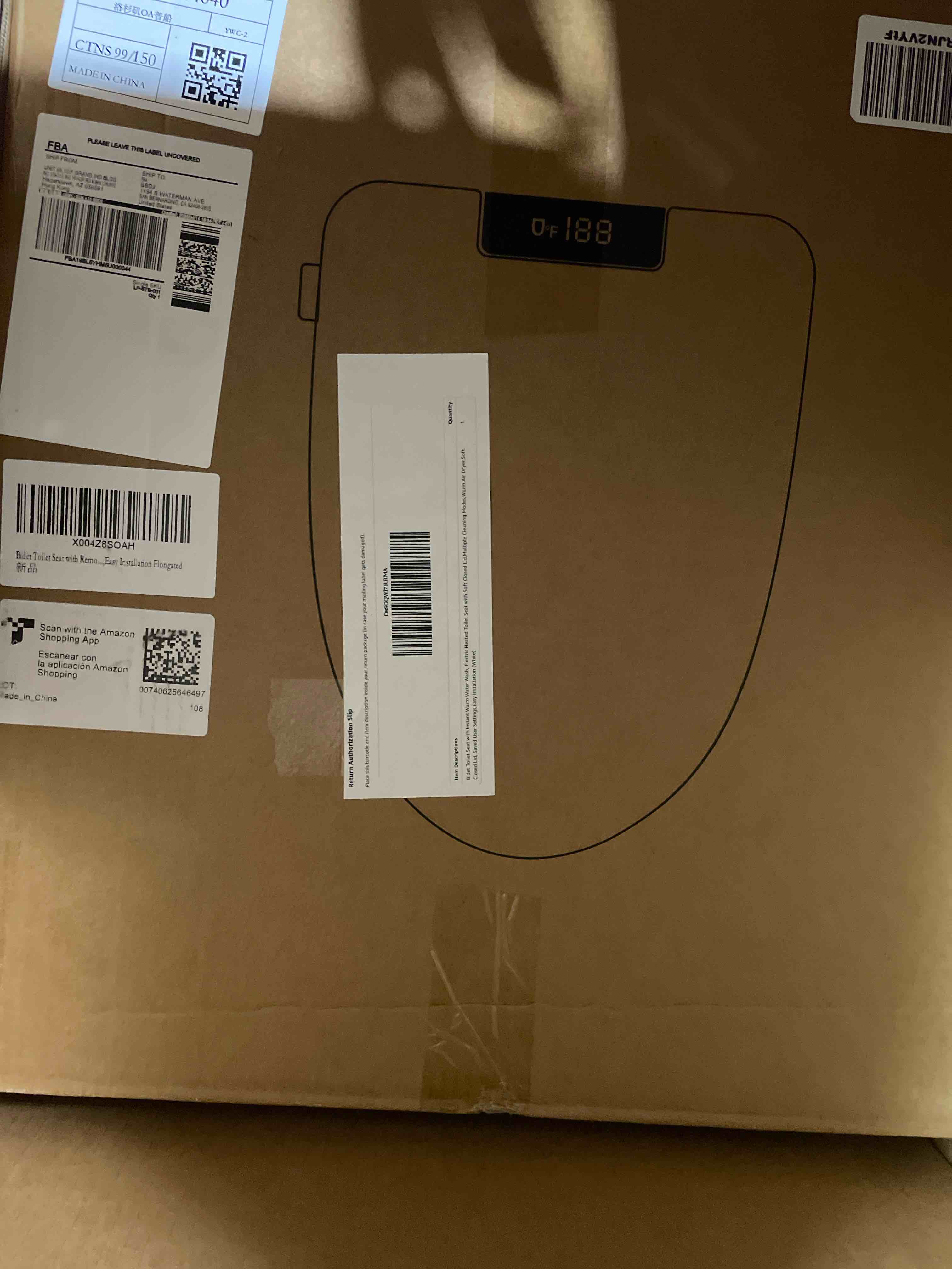 Condition photo showing New/Like New for bidet toilet seat with remote control, electric heated toilet seat with instant warm water wash,multiple cleaning modes,warm air dryer,soft closed lid, saved user settings,easy installation elongated white