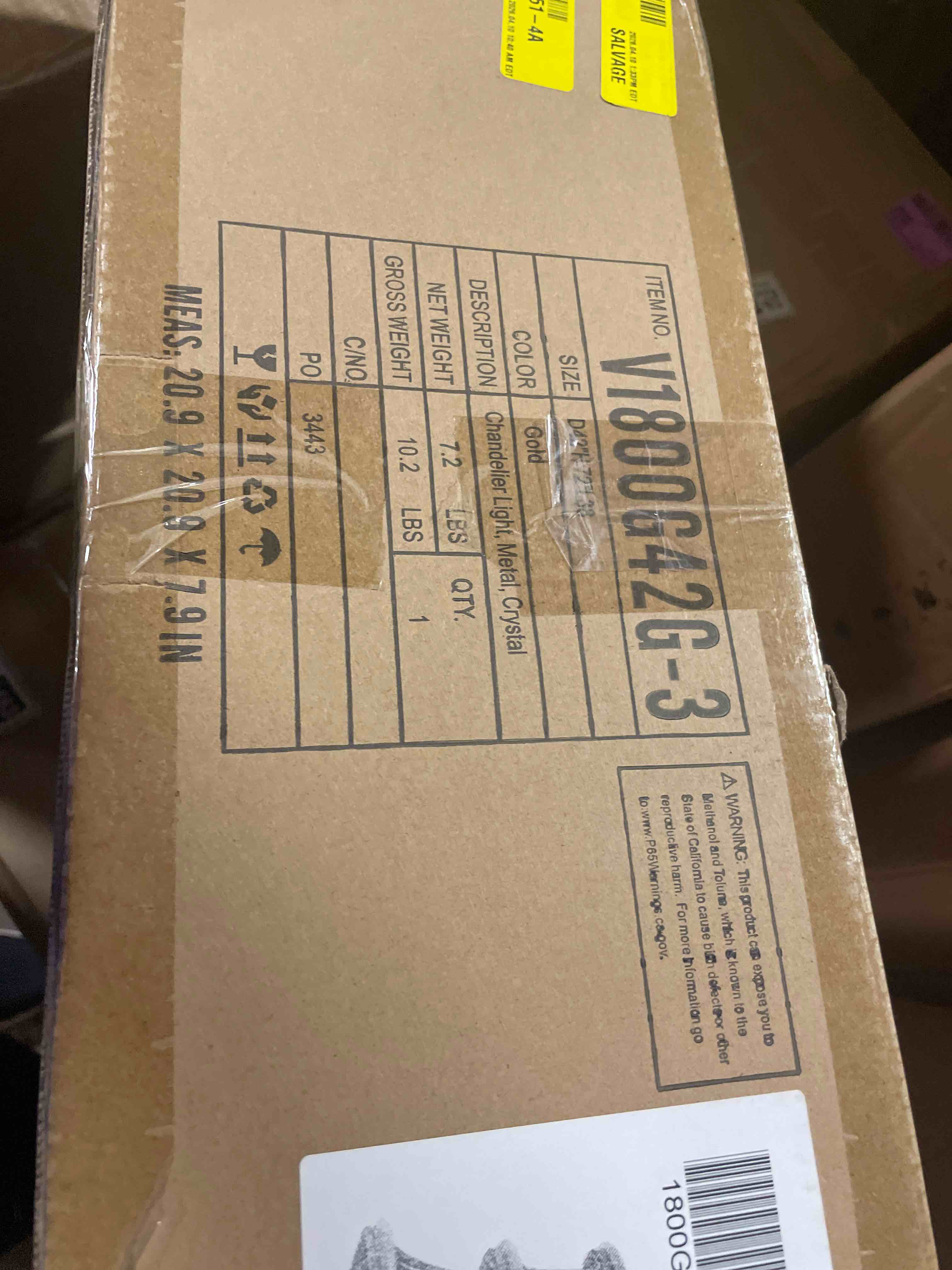 Condition photo showing New/Like New for (middle part only)31 lights gold finish large empire crystal chandelier - three-tier, high ceiling chandelier light fixtures for foyer staircase living room entryway (dia 32'')
