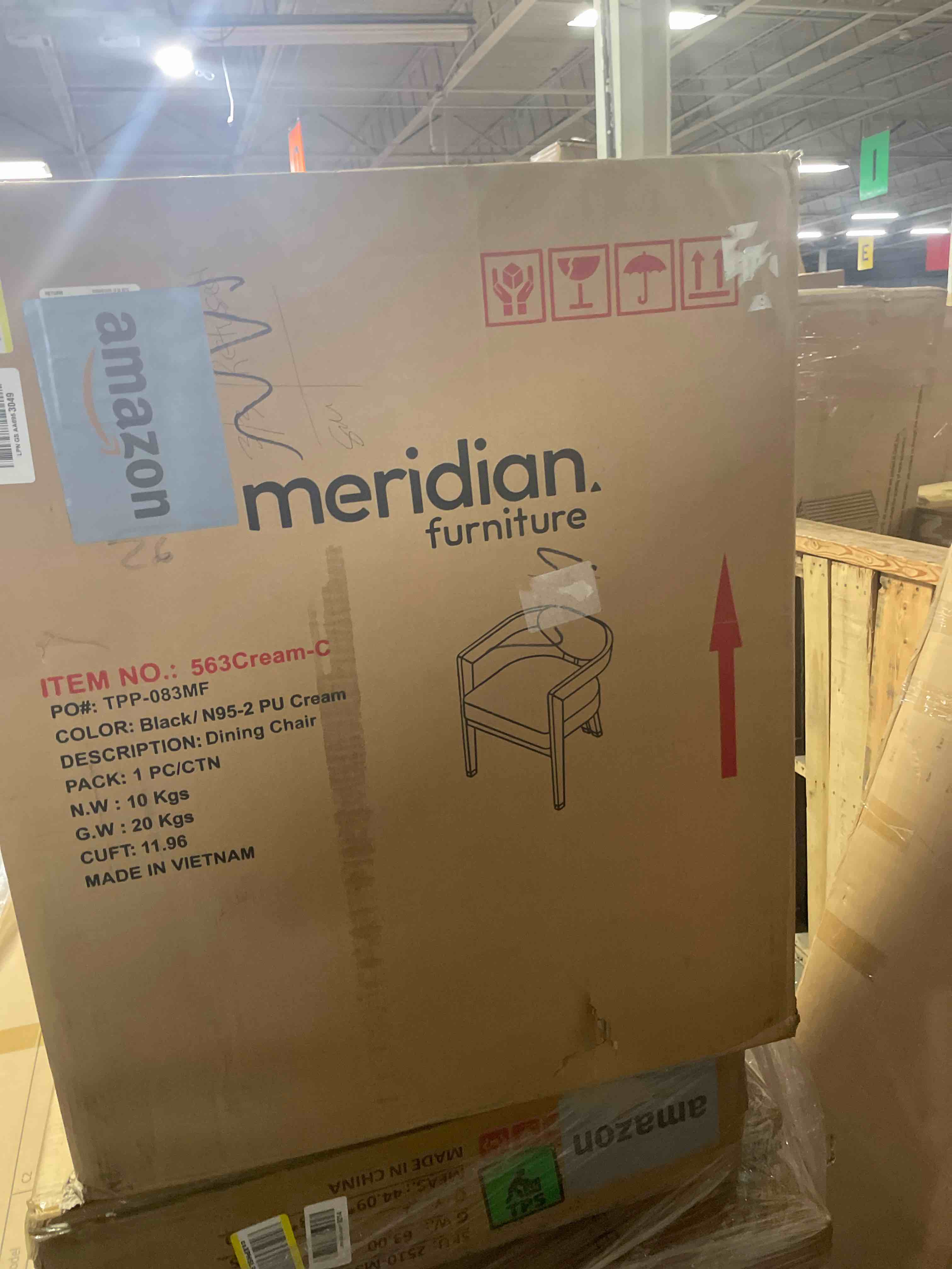 Condition photo showing New/Like New for meridian furniture sacha linen blend dining chair, cream, set of 2