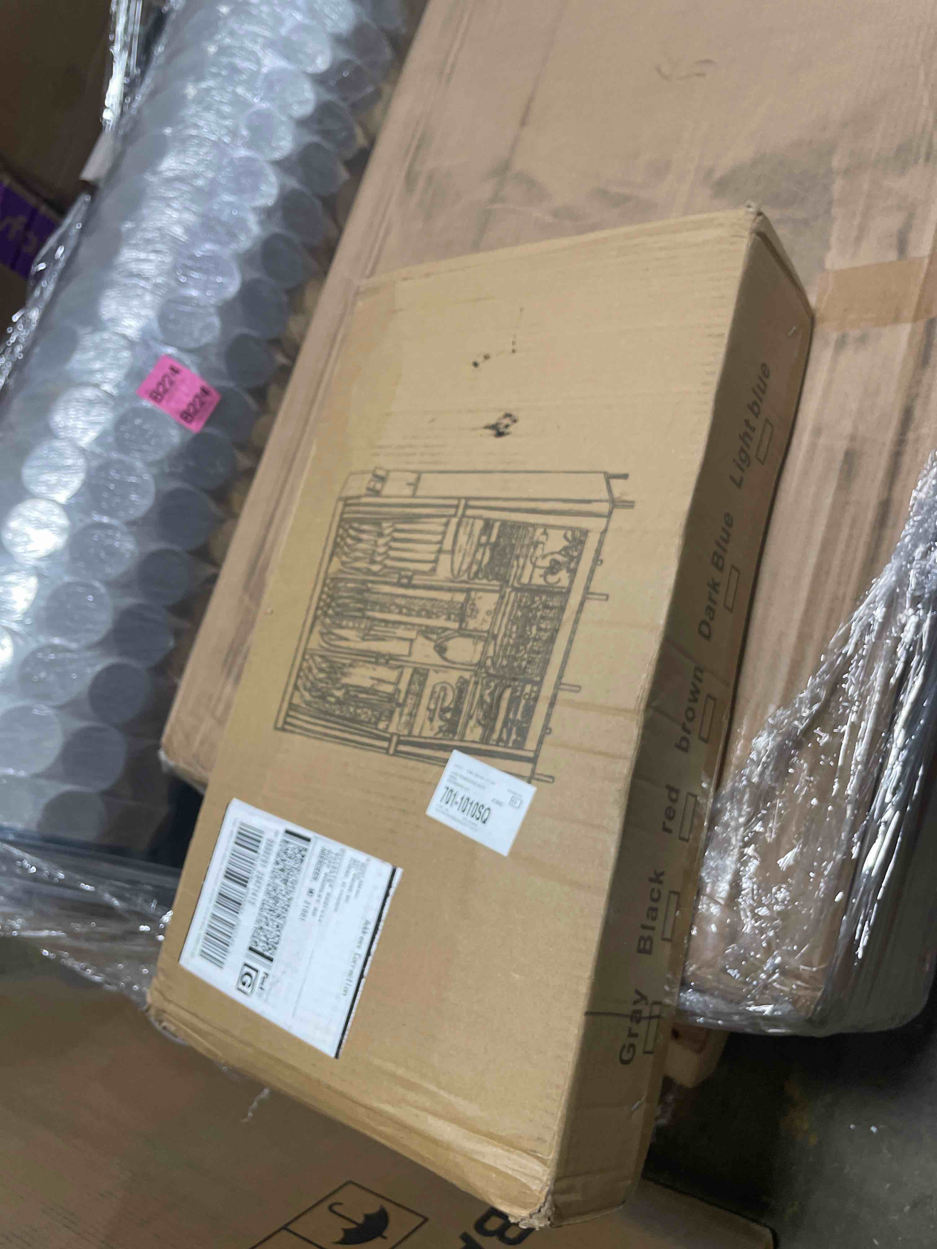 Condition photo showing New/Like New for portable closet for hanging clothes, 67 inch wide portable wardrobe closet with cover, 4 hanging rod, storage shelves and side pockets, large free standing closet for bedroom, black 4 row - 67'' wide black