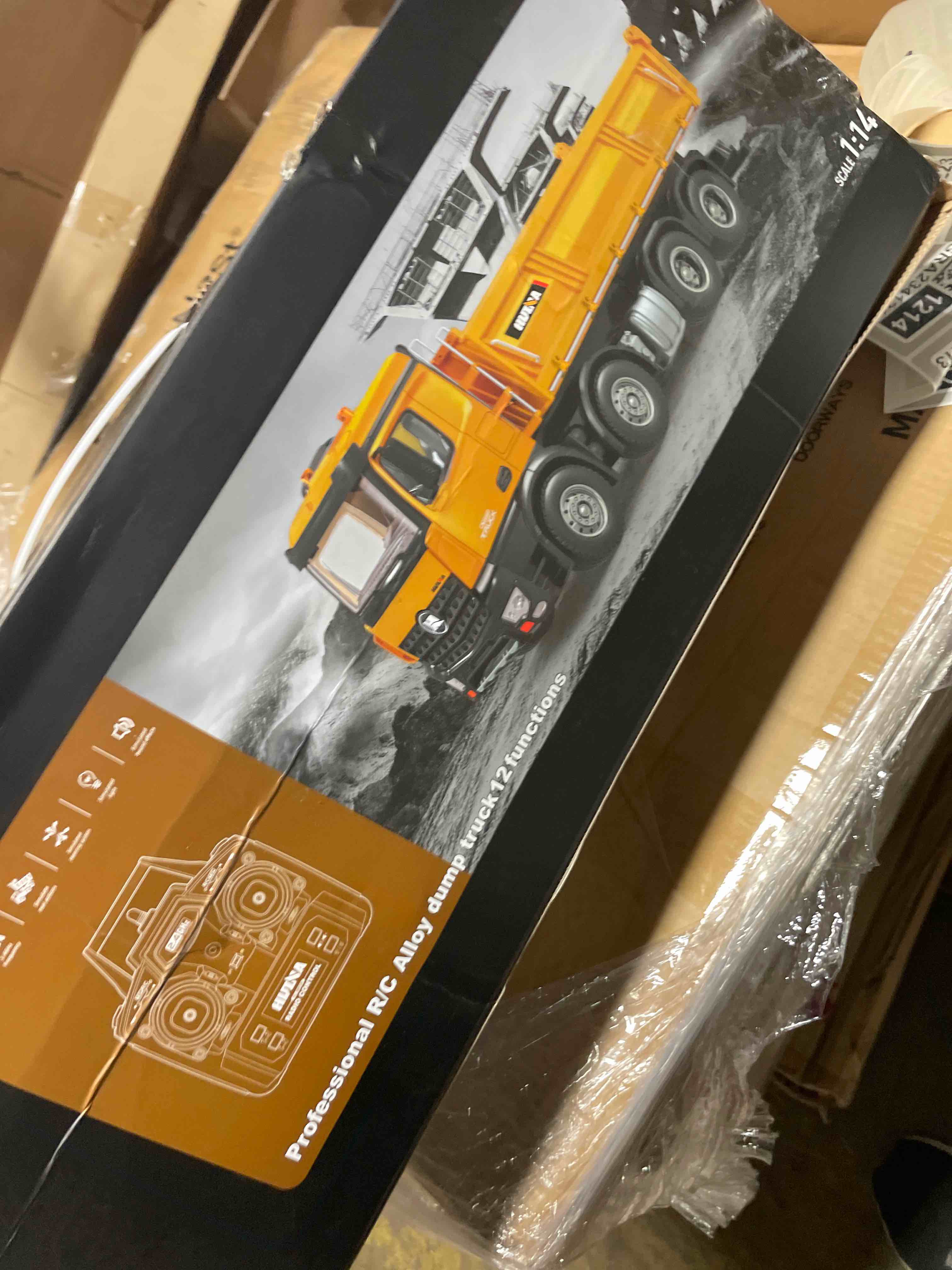 Condition photo showing As Is for 20-inch remote control dump truck 12-channels 1/14 scale 13 lbs load capacity rc heavy duty metal construction vehicles toy for boys kids 8y+ 12y+ (8-wheels)