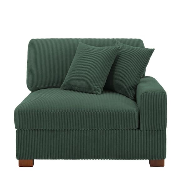 (similar) Modern Right Arm Facing Hunter Green Corduroy Fabric Sectional Corner Arm Chair with 2-Pillows (Set of 1)
