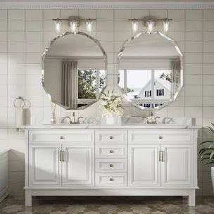 Pearlette Oval Beveled Frameless Bathroom Vanity Mirror Decorative Wall Accent Mirror