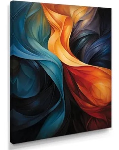 Retro Blue Orange Liquid Streams - Waves Wall Art Decor