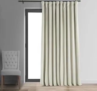 Olivia Signature Thermal Lined 100% Blackout Velvet Curtains for Bedroom & Living Room Curtains Single Panel drapes (1 Panel) beige 