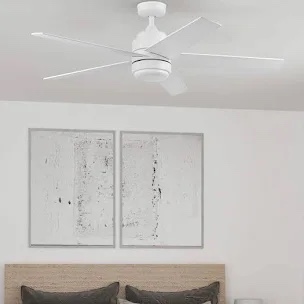 51351 52 in. Exton Wi-Fi Fresh White Ceiling Fan with LED Light Kit & Handheld Remote - 5 Blade