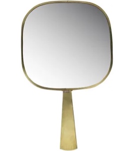11" Golden Square Frame Handheld Mirror