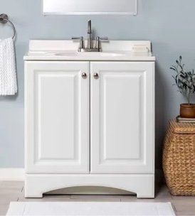 30"single bathroom vanity with ceramic sink top