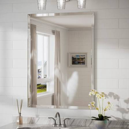 janicq rectangle beveled , frameless, bathroom vanity mirror