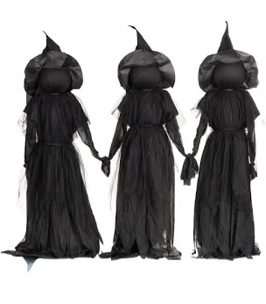 Evergreen Set of 3 LED Halloween Black Witches with Hats Stakes | 4 Feet Tall | Outdoor Safe | Weatherproof Battery Operated | Spooky Garden Statue Decoration Grass Lawn or Patio