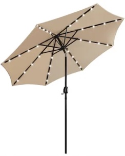 Serod 9Ft 32 LED lighted Patio Umbrella, Solar Market Umbrella with Tilt Push Button