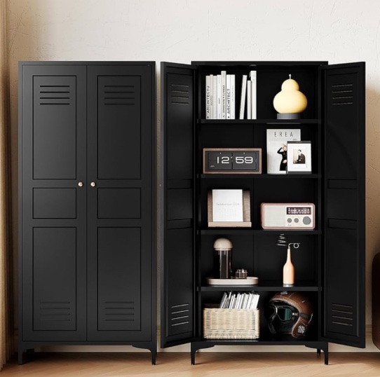 storage cabinet with adjustable shelves-metal home kitchen pantry cabinets with doors,organization locker for cupboard/bedroom/dining/living/bathroom/office/garage room