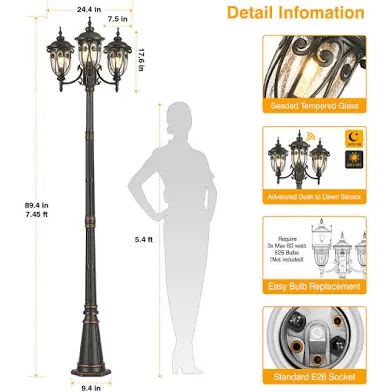 Fisher 3 -Light 87.5" Lamp Post (Full)