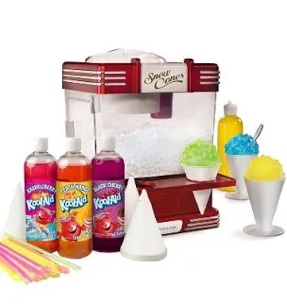 nostalgia retro snow cone maker with snow cone syrup party kit
