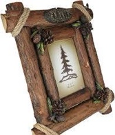 Millwood Pines Rustic Western Autumn Fall Festive Pinecones With Wooden Log And Jute Strings Picture Frame Wall Hanger Desktop Decor Plaque