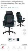 DPS Centurion Gaming Chair with Adjustable Headrest - Black