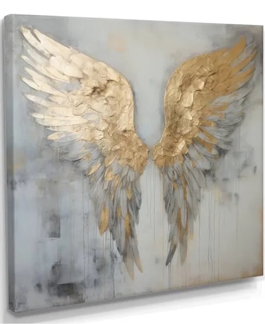 angelic radiance golden angel wings iii - wings angel wall art