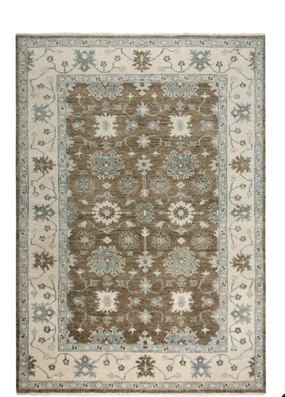 Brown, Ivory and Light Blue Area Rug