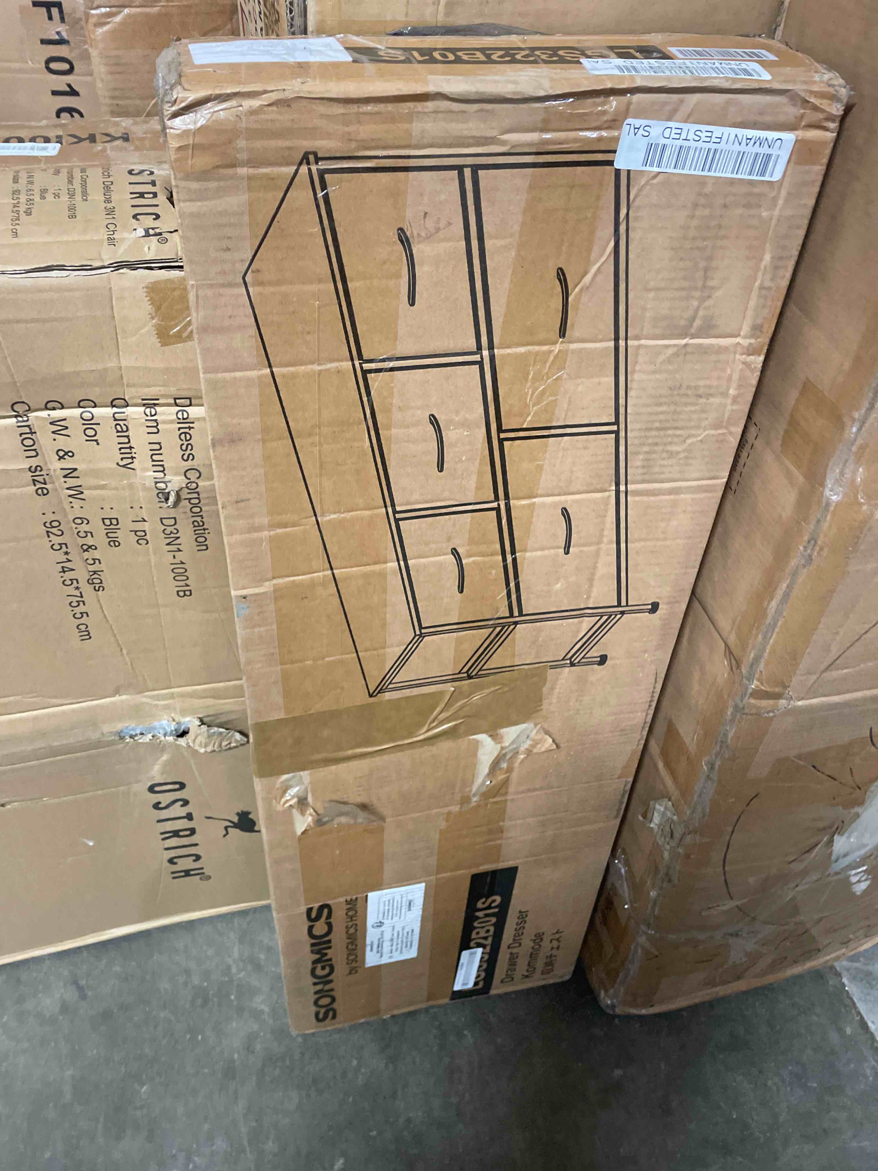 Condition photo showing New/Like New for songmics bellah collection - dresser for bedroom, chest of drawers, storage organizer unit, closet, entryway, steel, 5 drawers, modern, ink black and ebony black ulgs322b01s