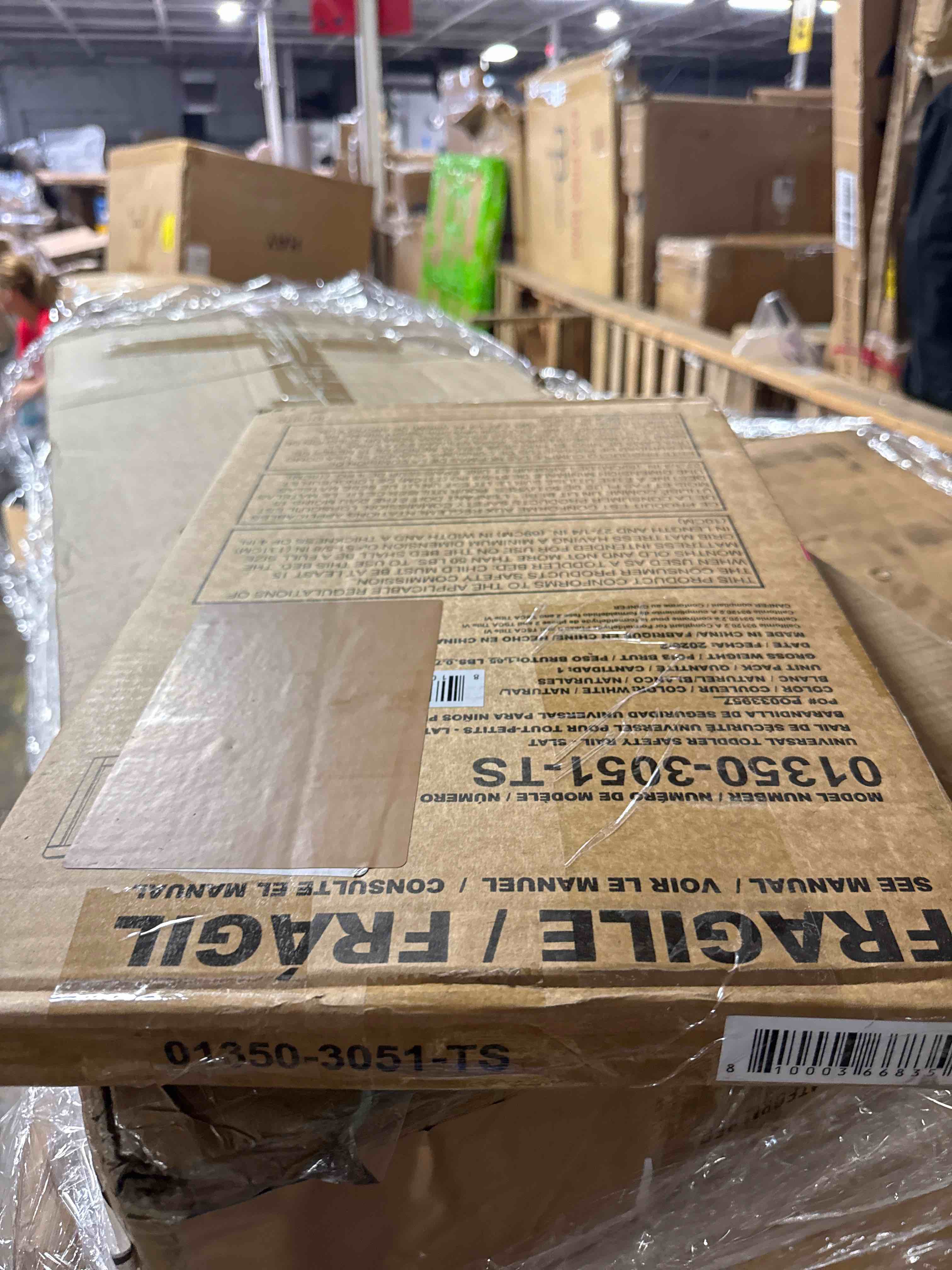 Condition photo showing New/Like New for storkcraft & graco toddler safety guardrail with slats (white with natural) – greenguard gold certified, converts compatible storkcraft & graco cribs, each toddler guardrail sold individually