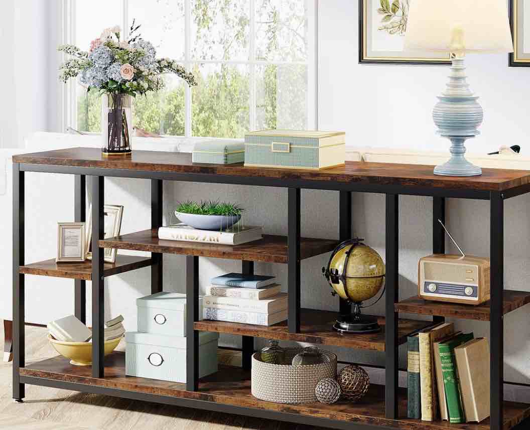 70.9" console table entryway sofa table with storage shelves