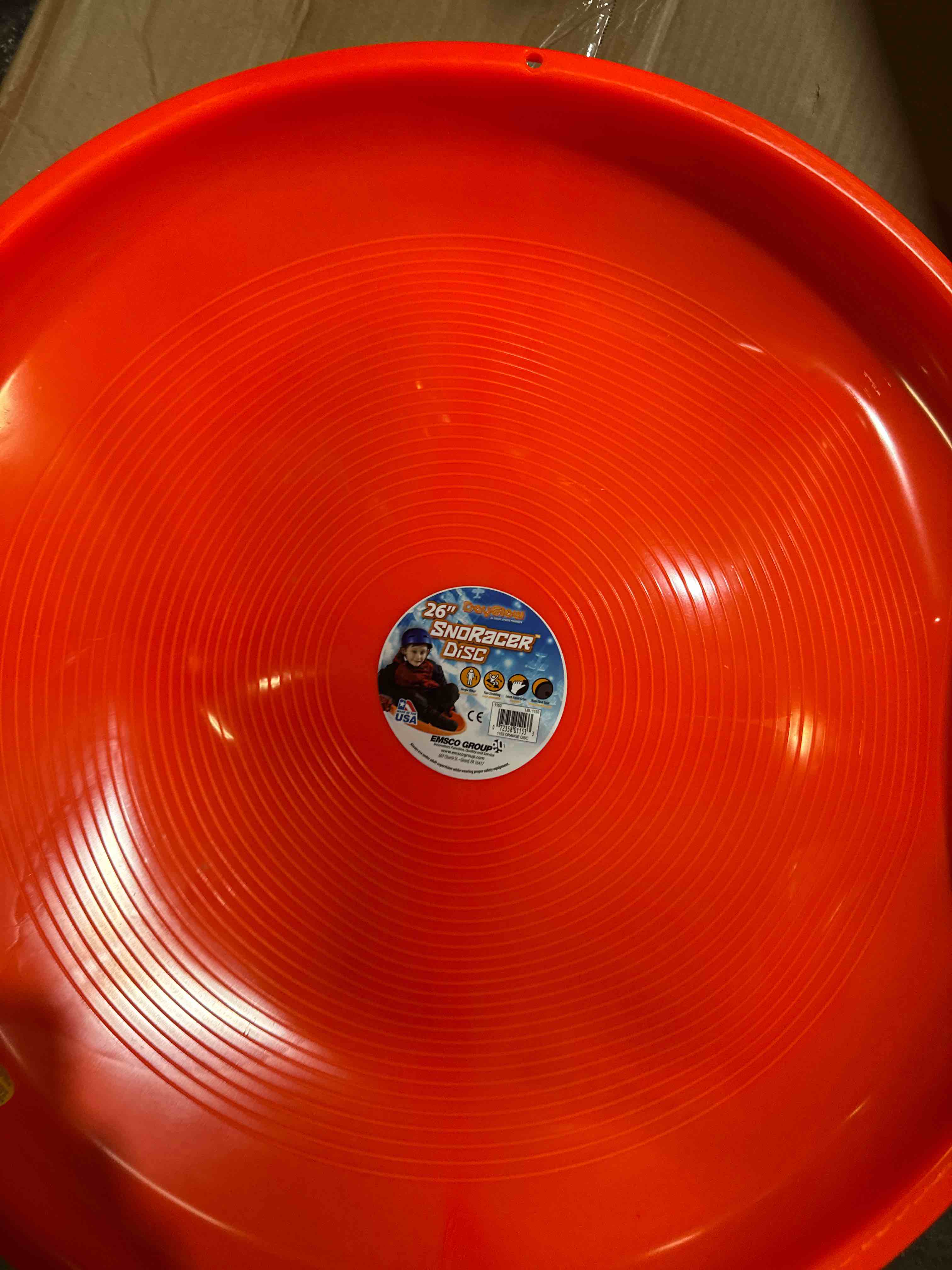 Condition photo showing New/Like New for esp day glow sno racer disc sled - neon orange 1153