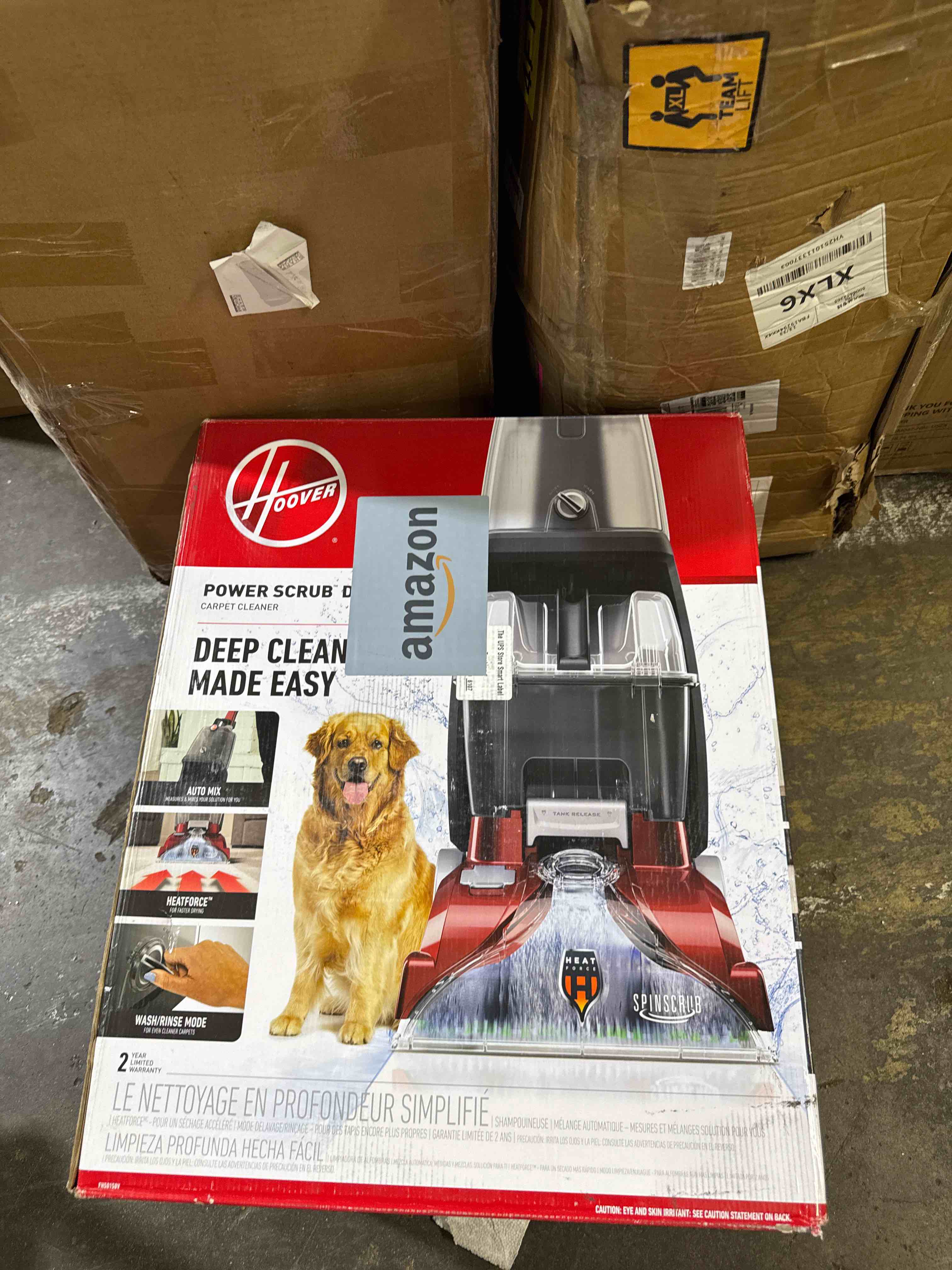 Condition photo showing New/Like New for hoover powerscrub deluxe carpet cleaner machine, deep cleaning carpet shampooer machine, spinscrub brushes, heatforce drying, pet & upholstery tools, pair with hoover carpet cleaner solution