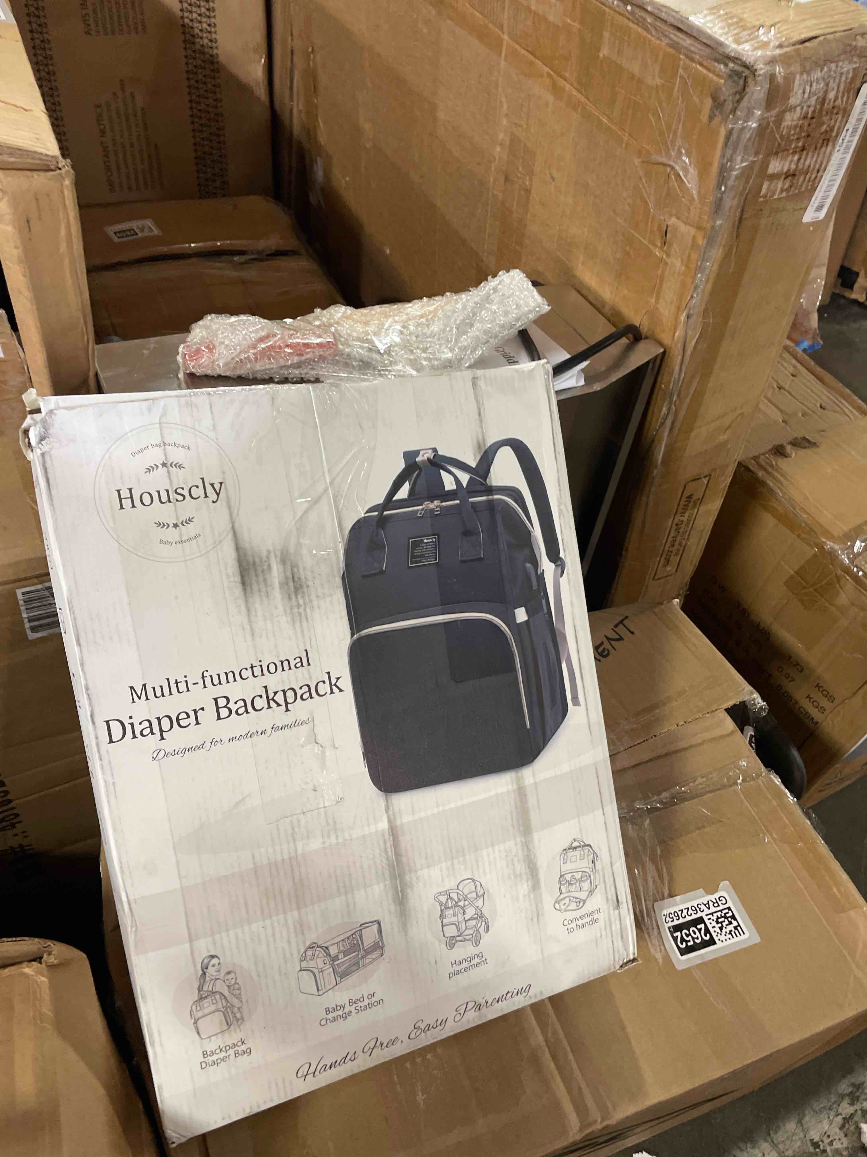 Condition photo showing New/Like New for houscly diaper bag backpack with changing station: pink baby bags for girls boys new mom gifts pañaleras para bebe baby girl newborn essentials must haves baby shower gifts baby registry pink daypack backpacks