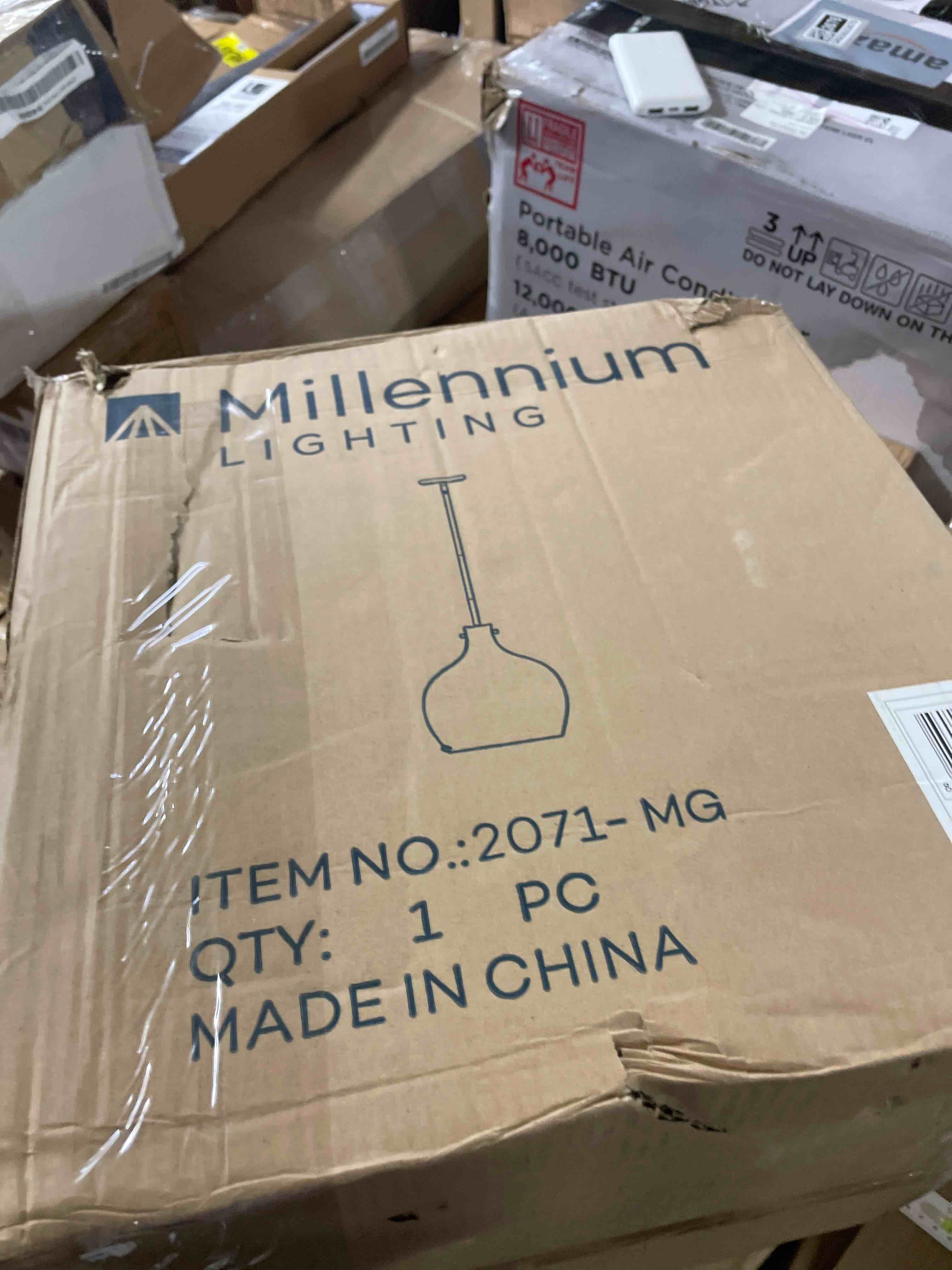 Condition photo showing New/Like New for ml lighting - 1 light pendant light 50.125 inches tall and 12.875 inches wide - modern gold