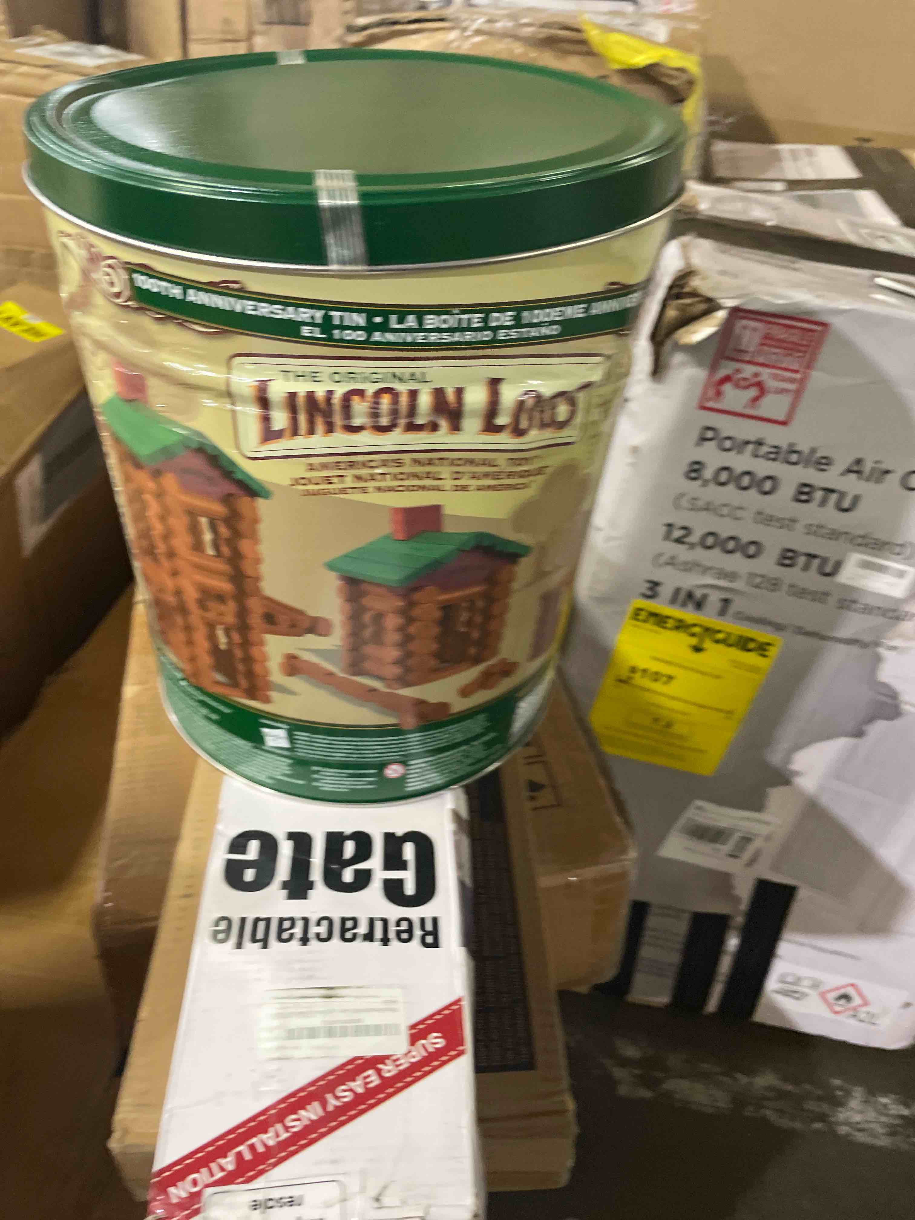 Condition photo showing New/Like New for lincoln logs 100th anniversary tin
