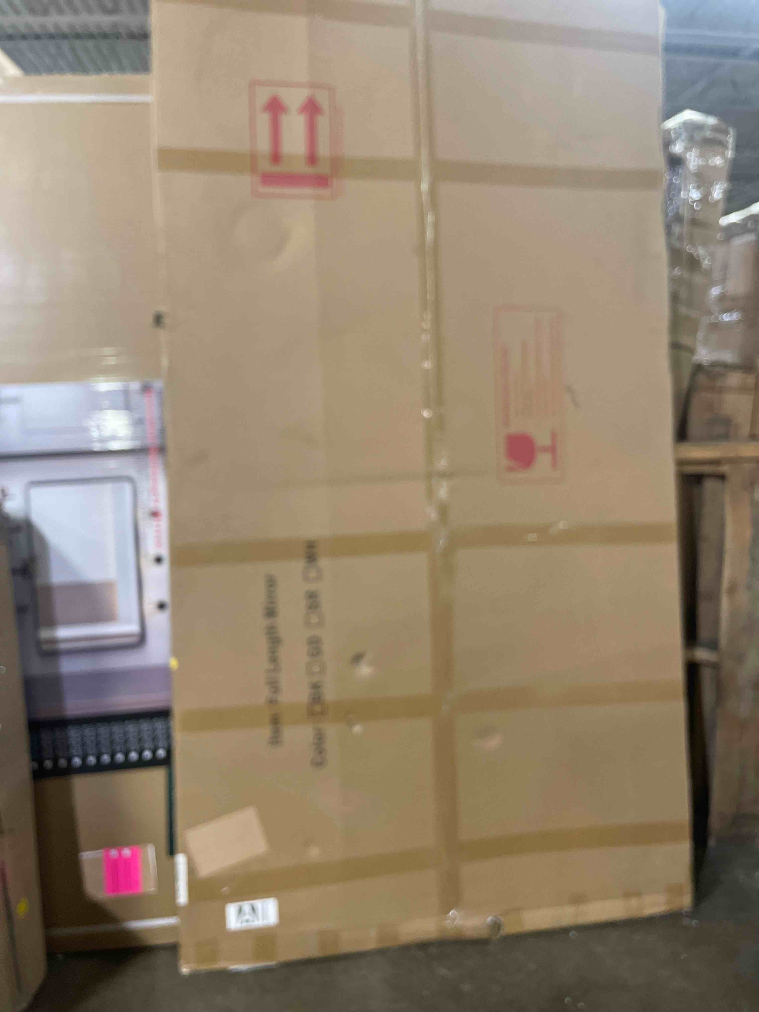 Condition photo showing New/Like New for antok full length mirror, 44"x82" oversized floor mirror with stand for bedroom, living room cloakroom, black, arch style
