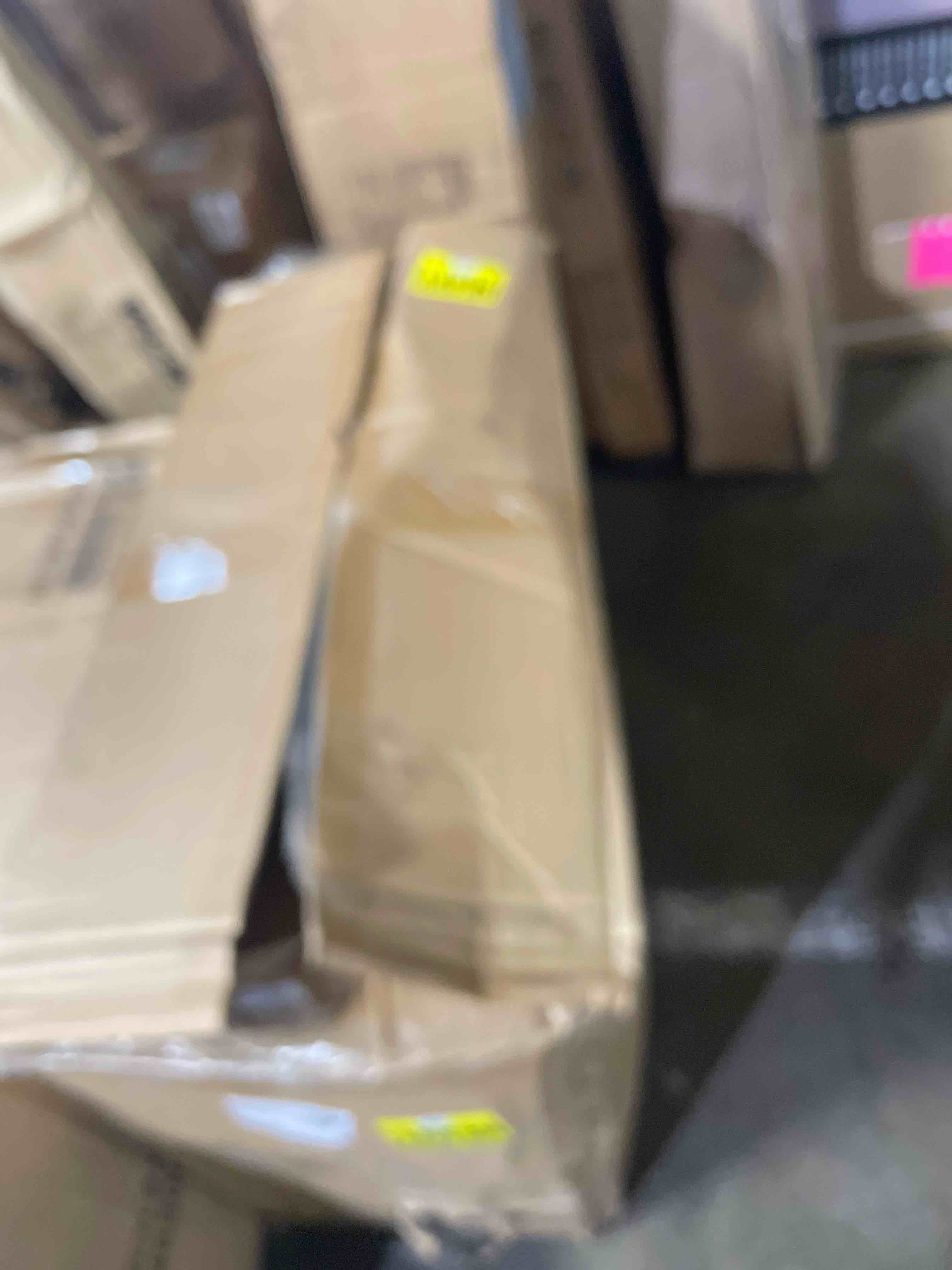 Condition photo showing As Is for amazon basics executive desk chair with easy assembly, adjustable height, 275lb capacity, oversized cushion, 29.13"d x 25.2"w x 43.11"h, ivory bonded leather