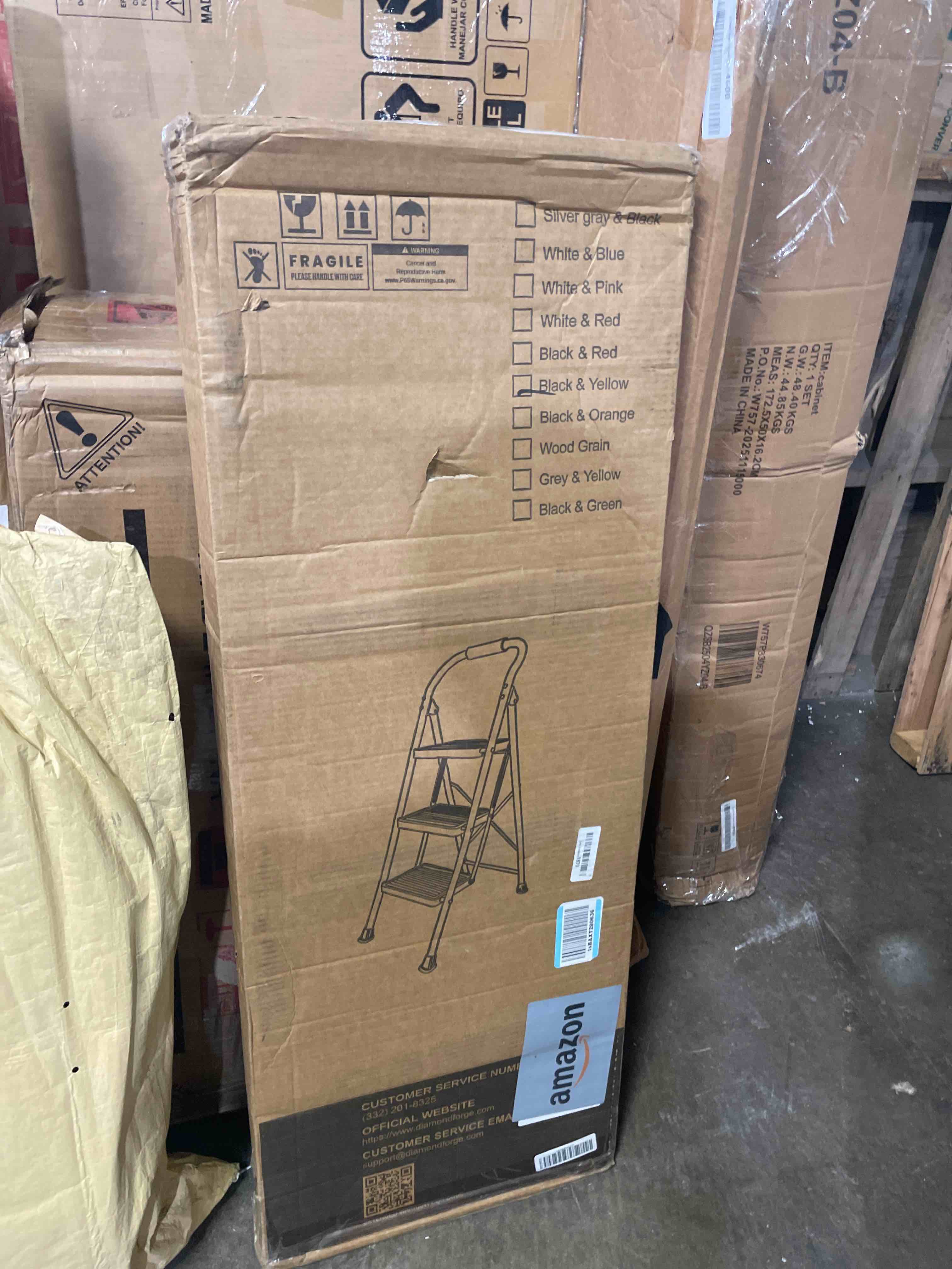 Condition photo showing New/Like New for hbtower step ladder, folding step stool with wide anti-slip pedal, sturdy steel ladder, convenient handrail, lightweight, portable steel step stool 3 step ladder black